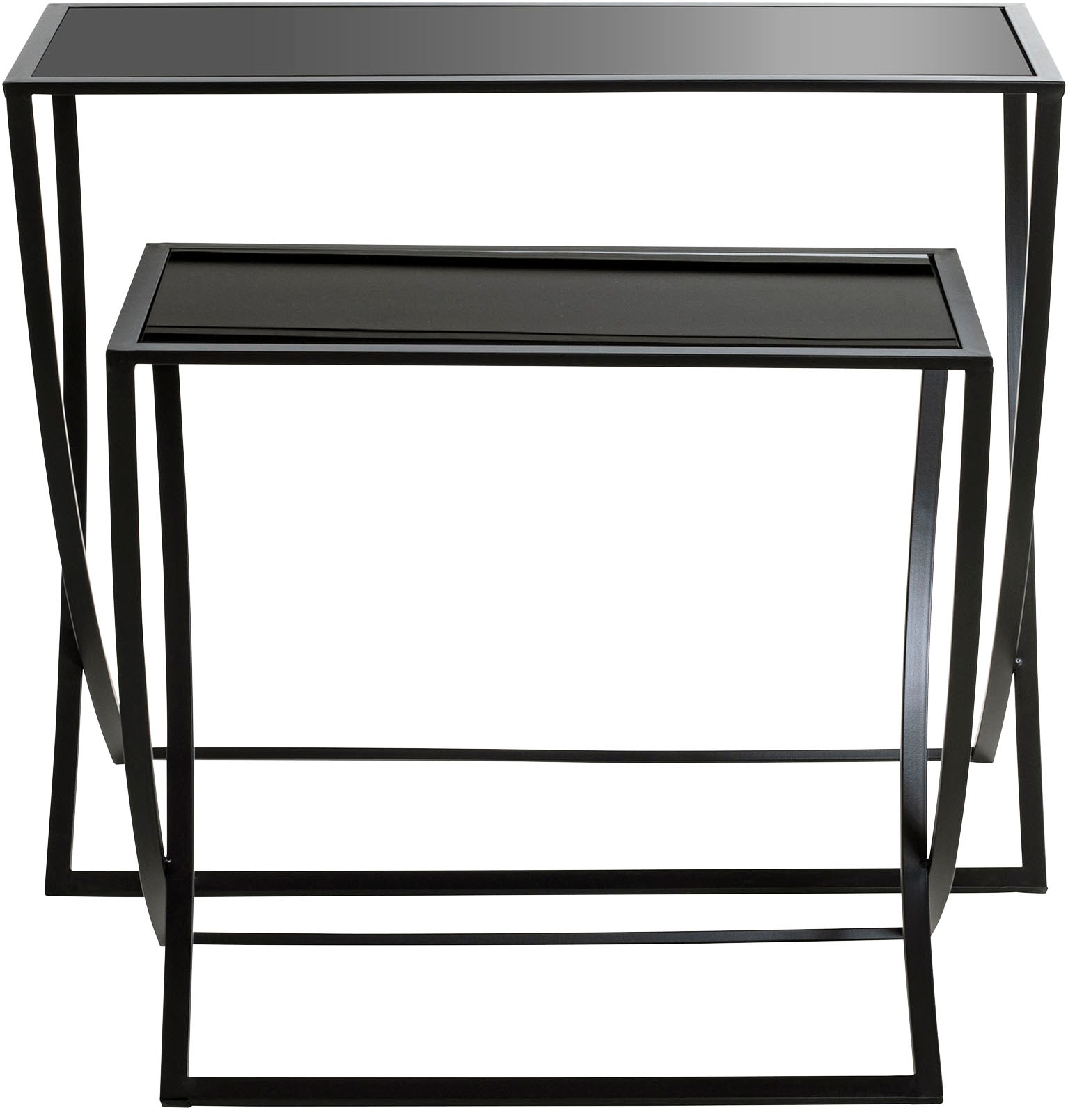 HAKU Beistelltisch »Sofatisch, Wohnzimmertisch« Set, 2er Set, 2 Stk. tlg. rechteckig - aus Metall Schwarz B/T/H 60/30/55 und 80/30/65 cm