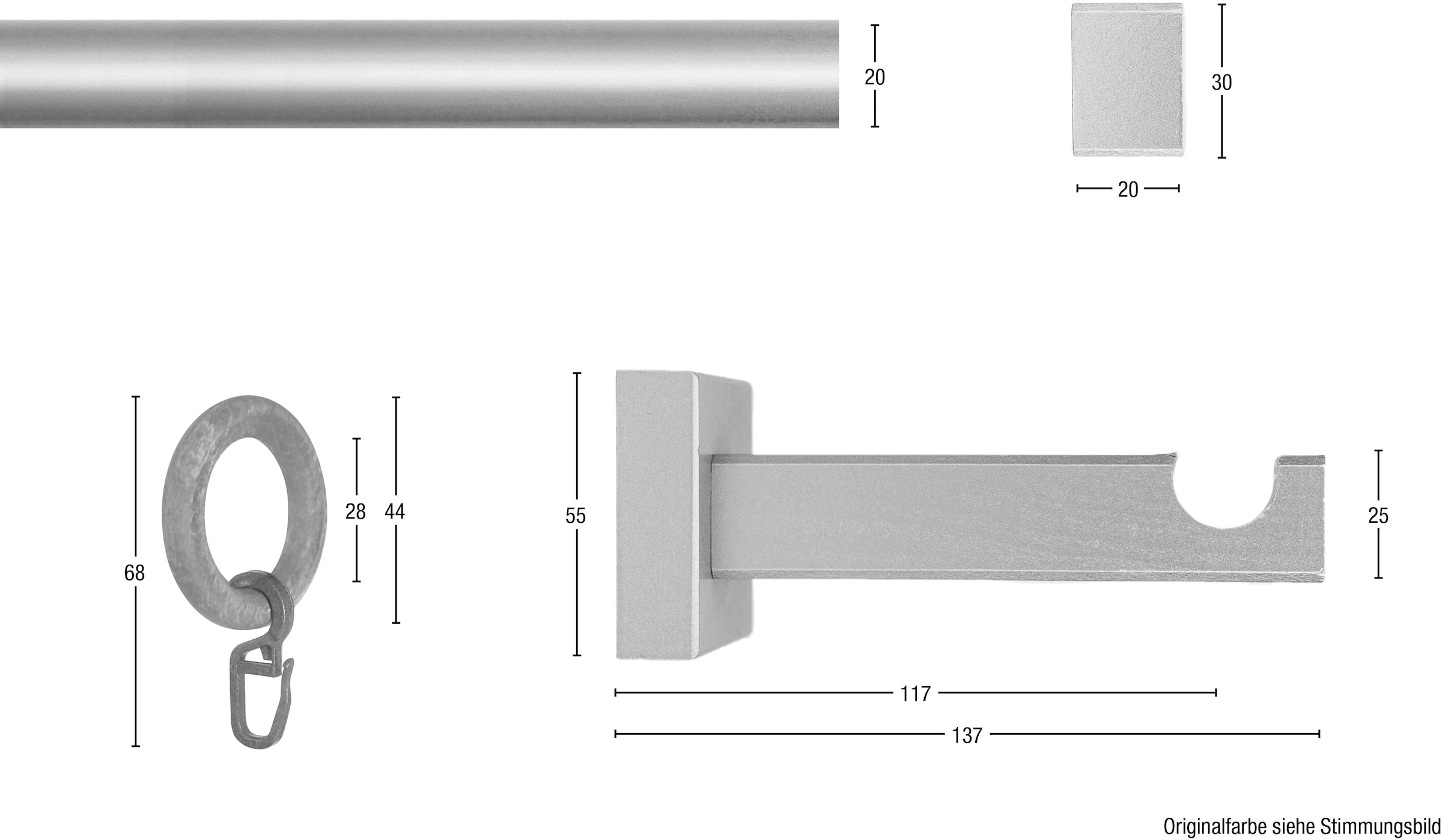 GARESA Gardinenstange »CUBUS«, 1 läufig-läufig, Wunschmaßlänge, Vorhanggarnitur, verlängerbar, Endkappe, mit Ringe