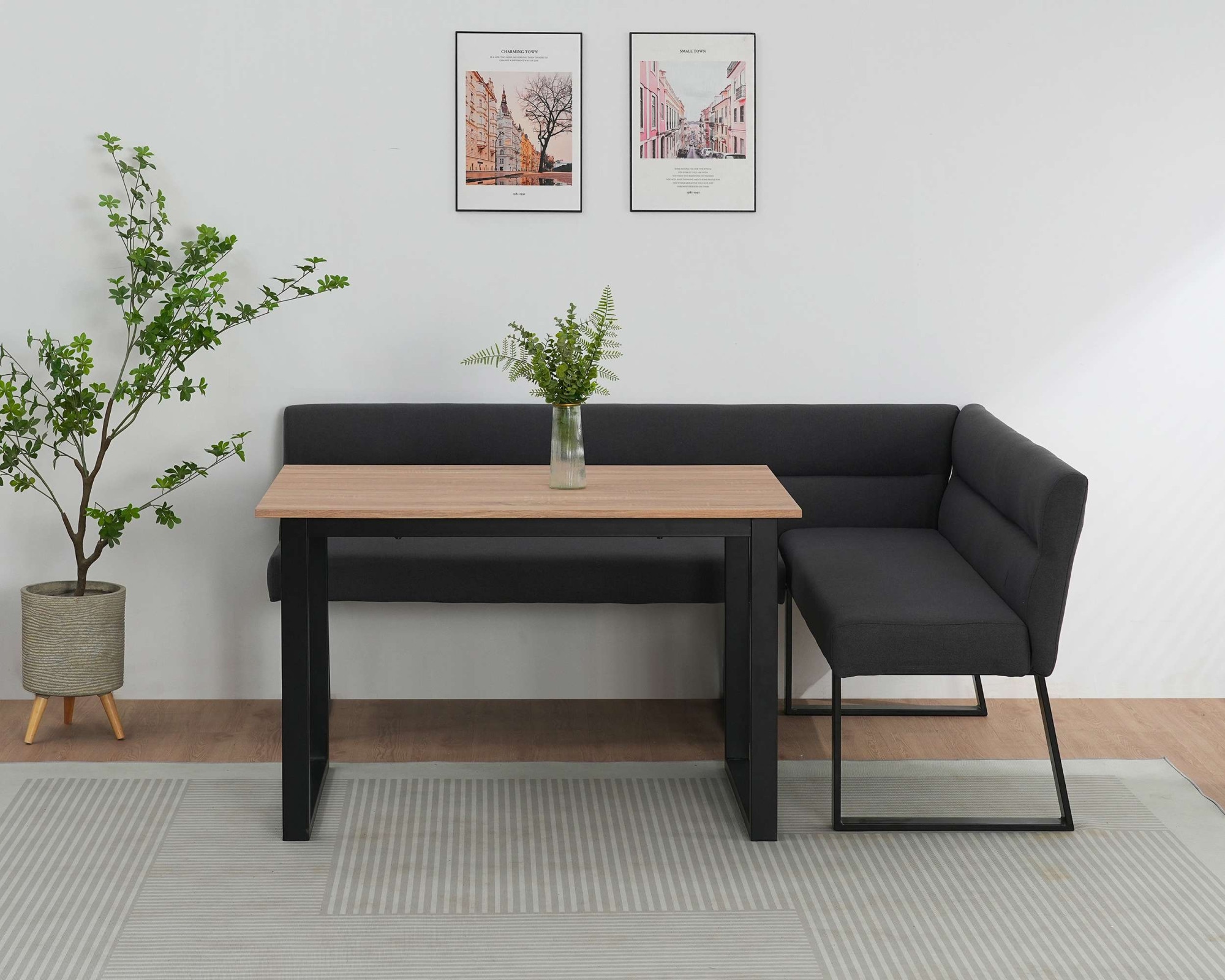 OTTO home Essbank »Ivanna« schwarzes Metallgestell, Webstoff Bezug, Breite 193/152