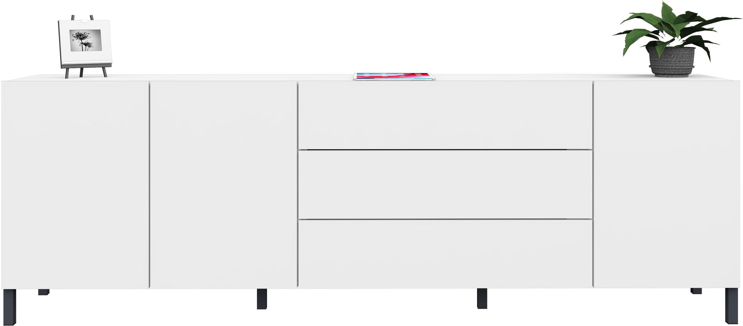 borchardt Möbel Sideboard "Sophia, Grifflos mit schwarzen Metallfüßen" günstig online kaufen