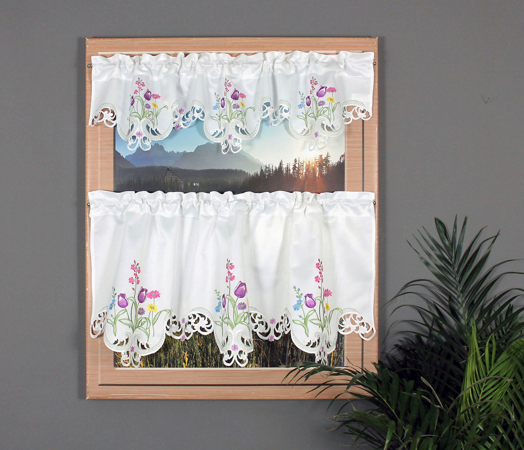 Thumbnail - HOSSNER - ART OF HOME DECO Querbehang "Blumensee" Stangendurchzug 1 Stk. tlg. m. Cut-Outs