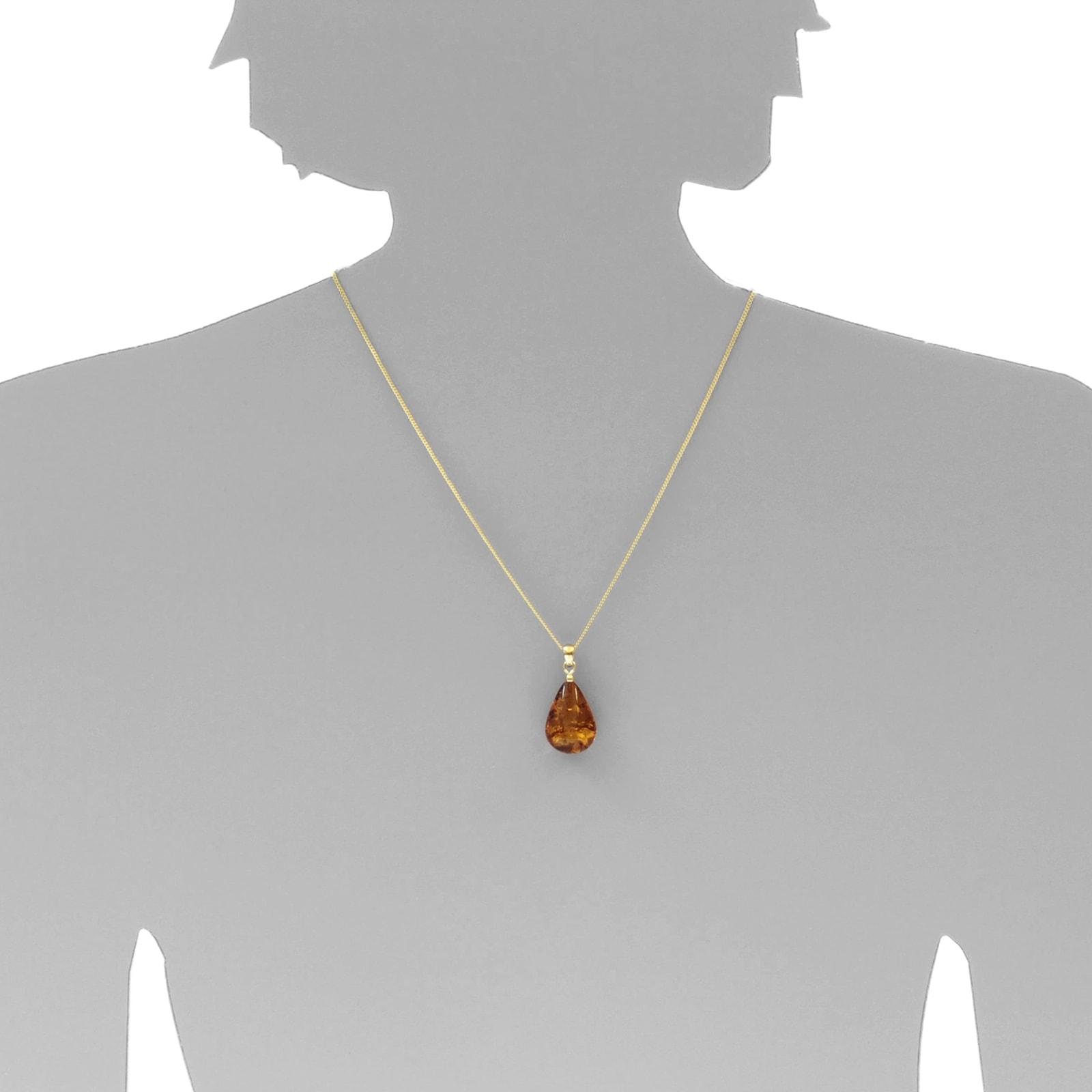 OSTSEE-SCHMUCK Kette mit Anhänger »- Tropfen ca. 22 mm lang - Silber 925/000, vergoldet - Bernstein«