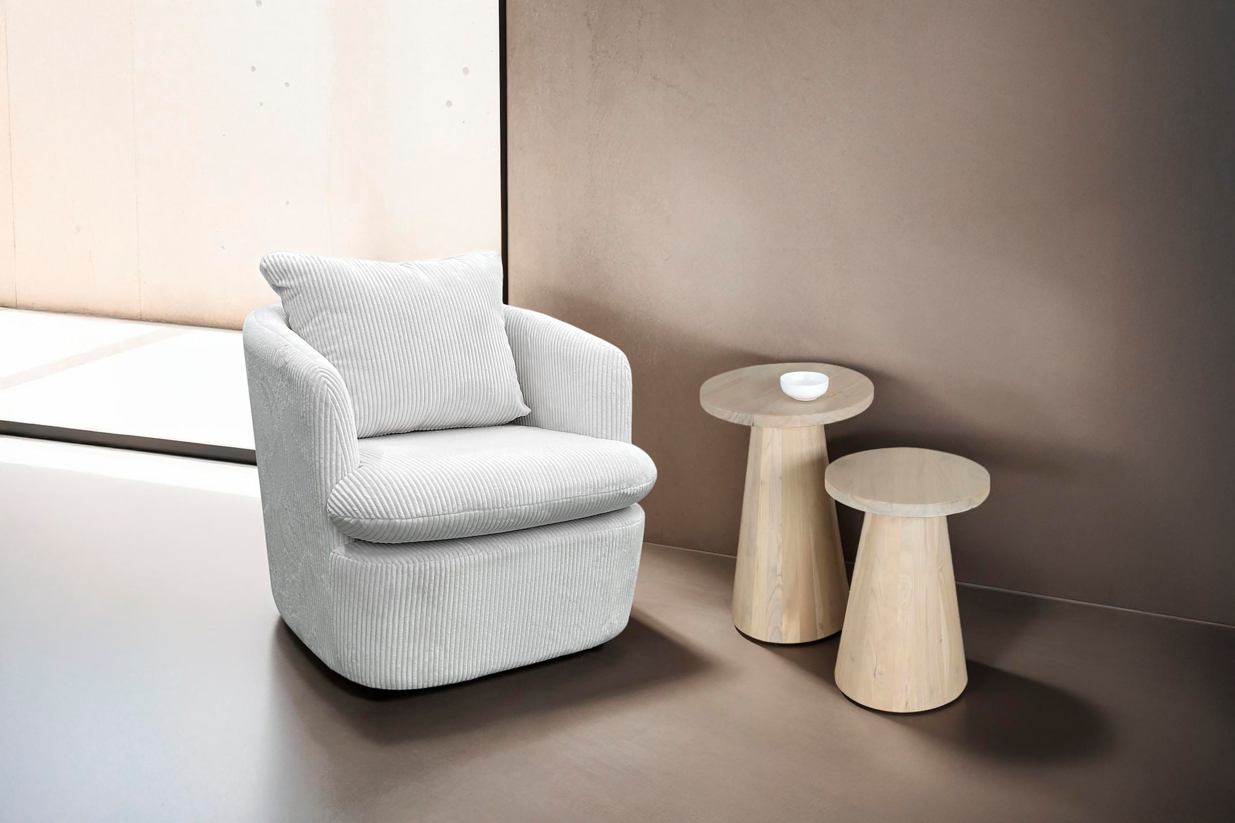 byLIVING Beistelltisch »Cone«, (Set), aus Massivholz in schwarz oder white wash, verschiedenen Größen