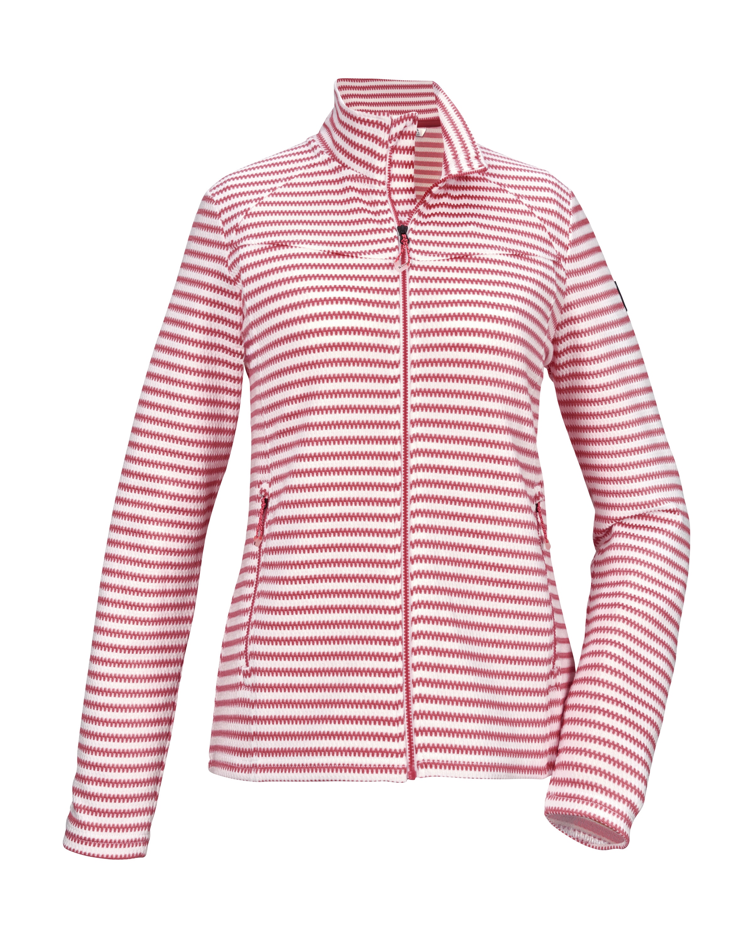 Strickjacke KILLTEC "KOS 50 WMN FLX JCKT", Damen, Gr. 38, weinrot, Obermaterial: 95% Polyester, 5% Elasthan, Strickjacken Strickjacke, Streifendesign, elastisch, Kinnschutz, Zippertaschen