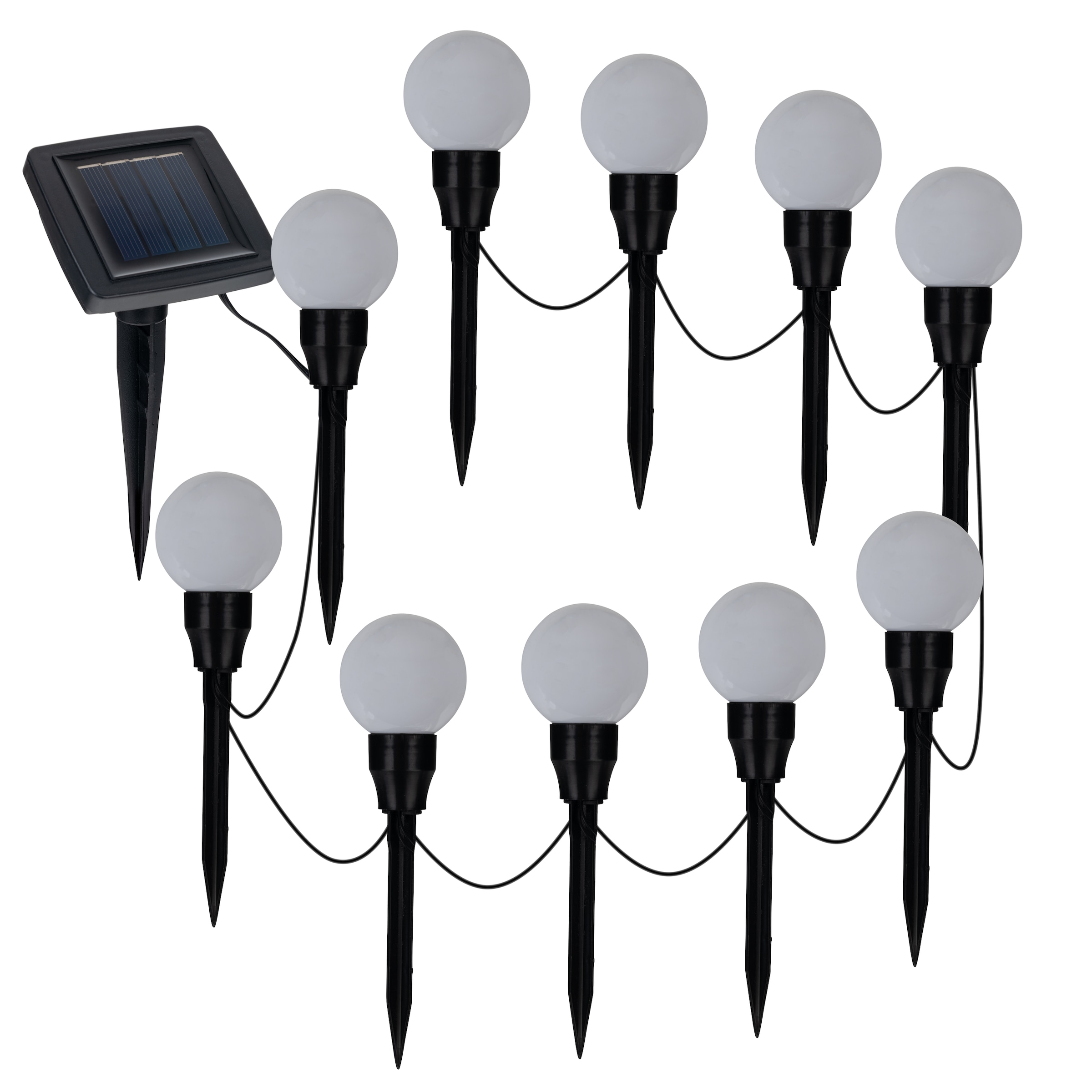 näve LED Solarleuchte »Helsinki« LED-Modul 1 Stk. Warmweiß 10er Set Dekoerdspieße kugelförmig mit Solarpanel, L: 650cm, warmweiß