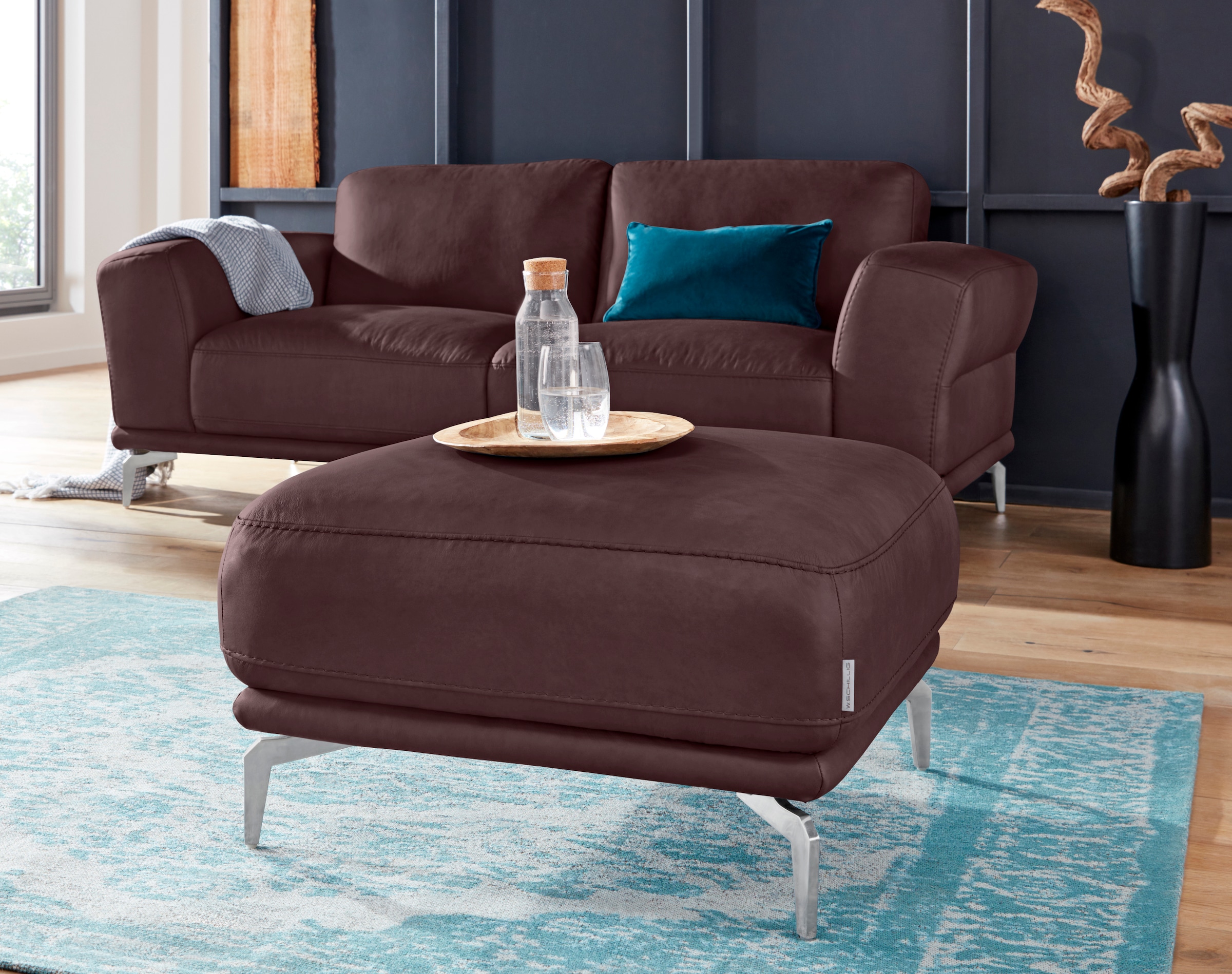 W.SCHILLIG Hocker "montanaa" mit Metallfüßen in Chrom glänzend, Breite 71 cm