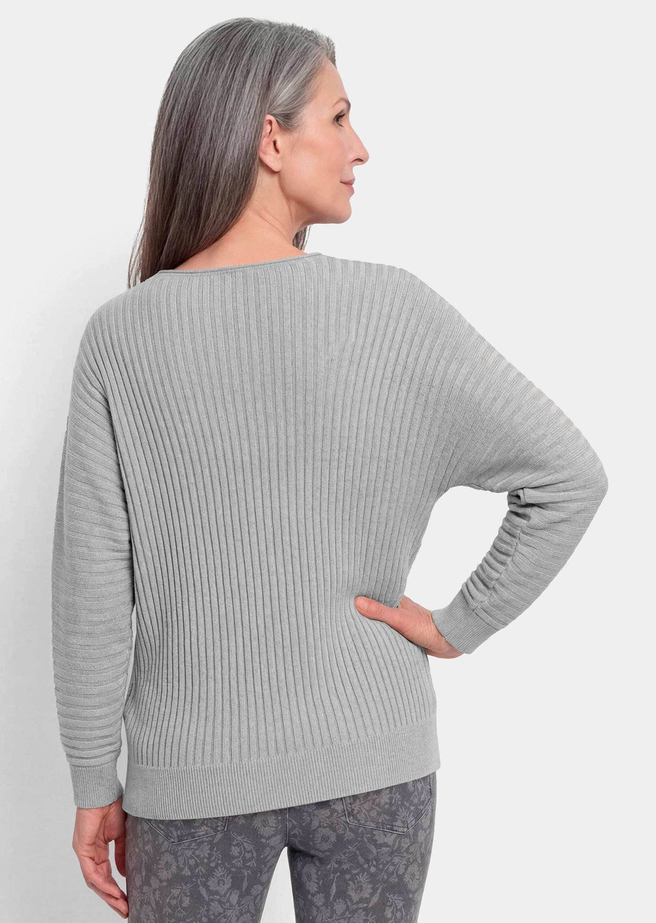 GOLDNER Rundhalspullover »Rippenpullover mit U-Boot-Ausschnitt« silber farbiger Lurexfaden mit verstricktr