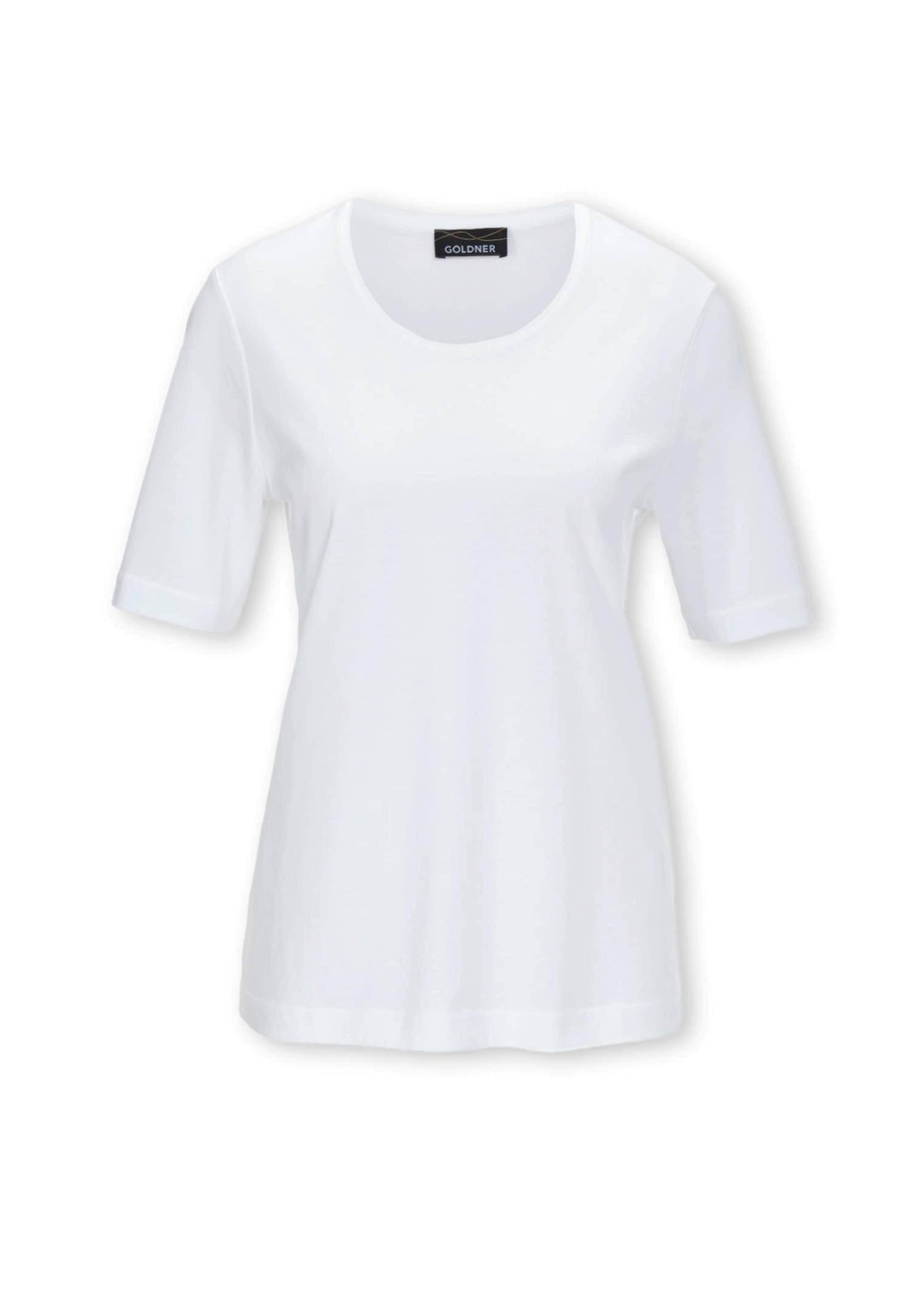 GOLDNER Damen Langarm-Poloshirt "Basic Baumwollshirt mit kurzem Arm", weiß, Gr. 38, Obermaterial: 100% Baumwolle CO., Shirts