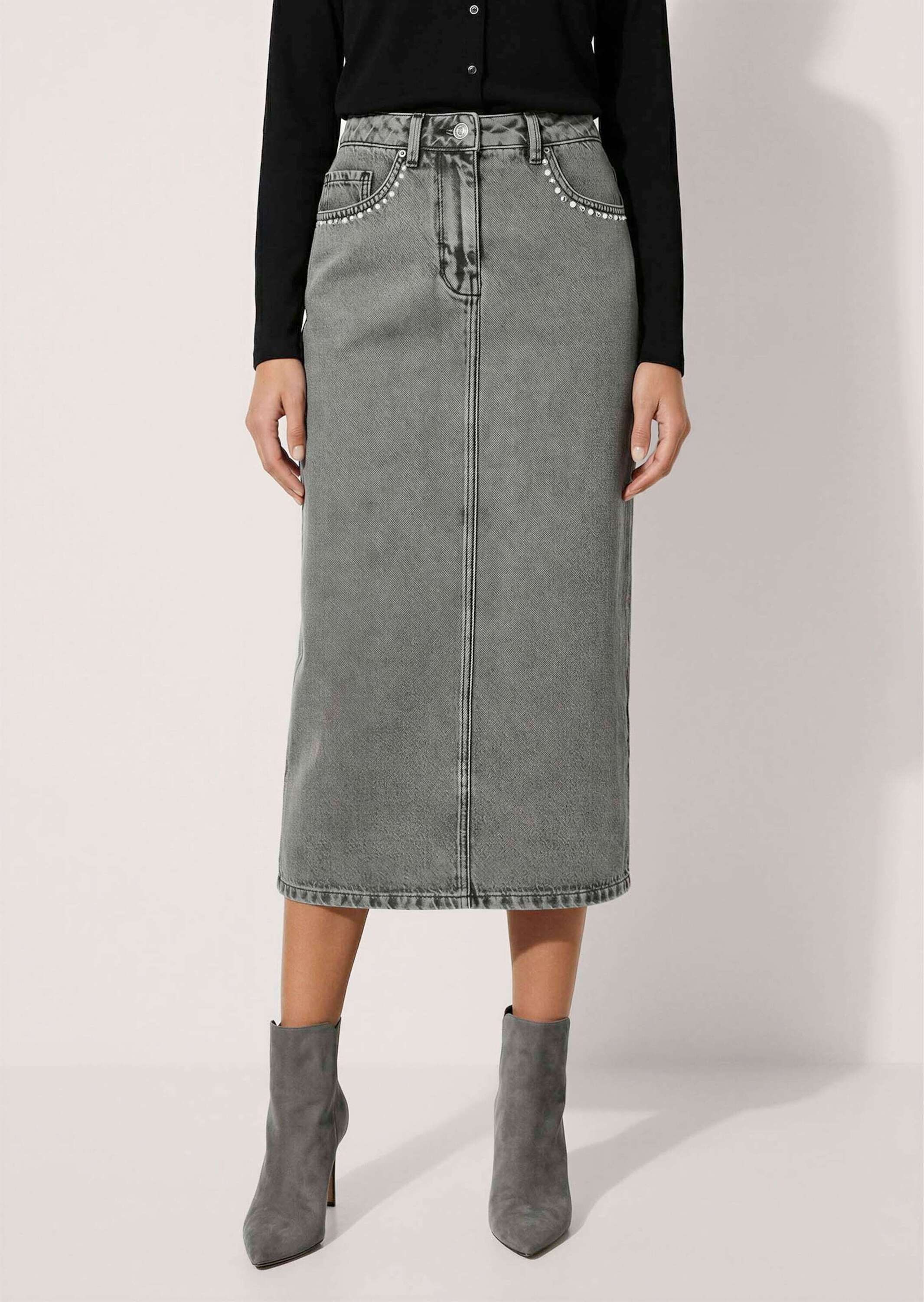 MADELEINE Maxirock »Rock Jeansrock mit verzierten Taschen«