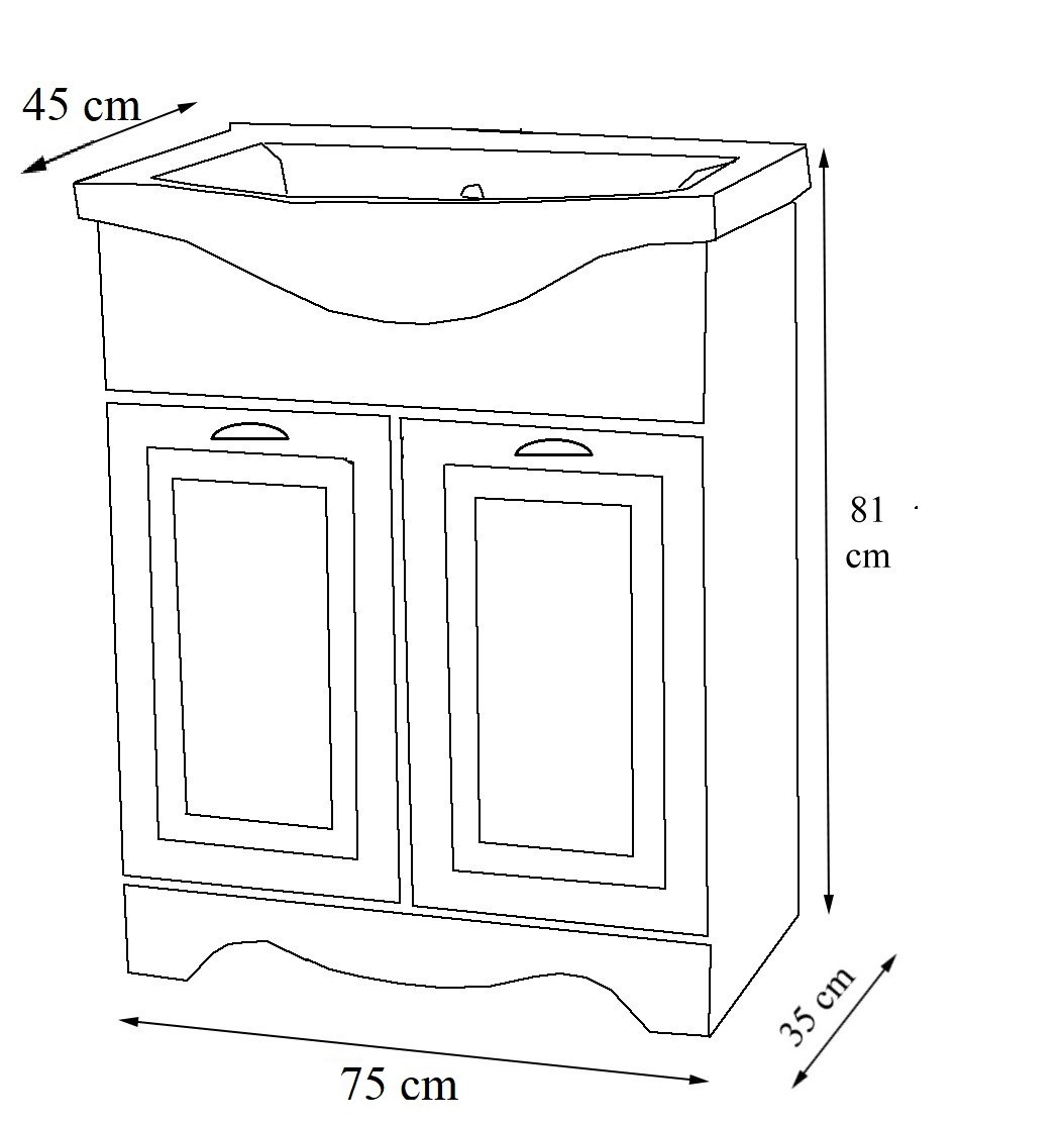 VCM Waschbeckenunterschrank »VCM 2-tlg. Waschplatz Waschtisch Breite 75 cm Badmöbel Set Waschbecken Landhaus Schubladen Casalo XL«, (2 St.)