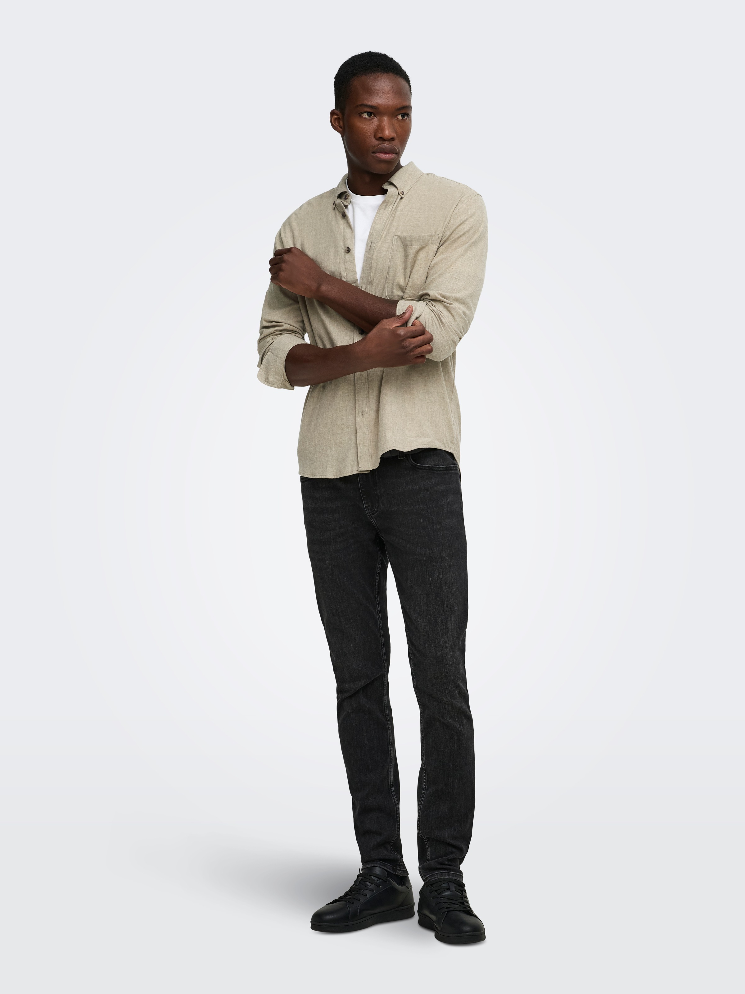 ONLY & SONS Langarmhemd »ONSJUPITER REG FIT LS SHIRT NOOS« mit Button Down Kragen