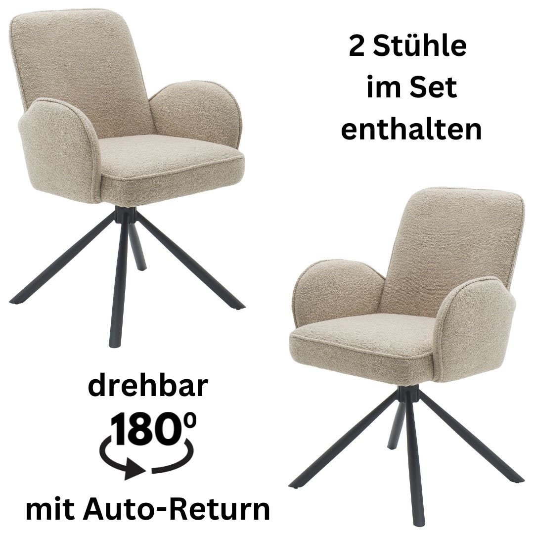 Stolkom Armlehnstuhl »Malia«, (Set), 2 St., Struktur (100% Polyester), 180 grad drehbar mit Auto-Return