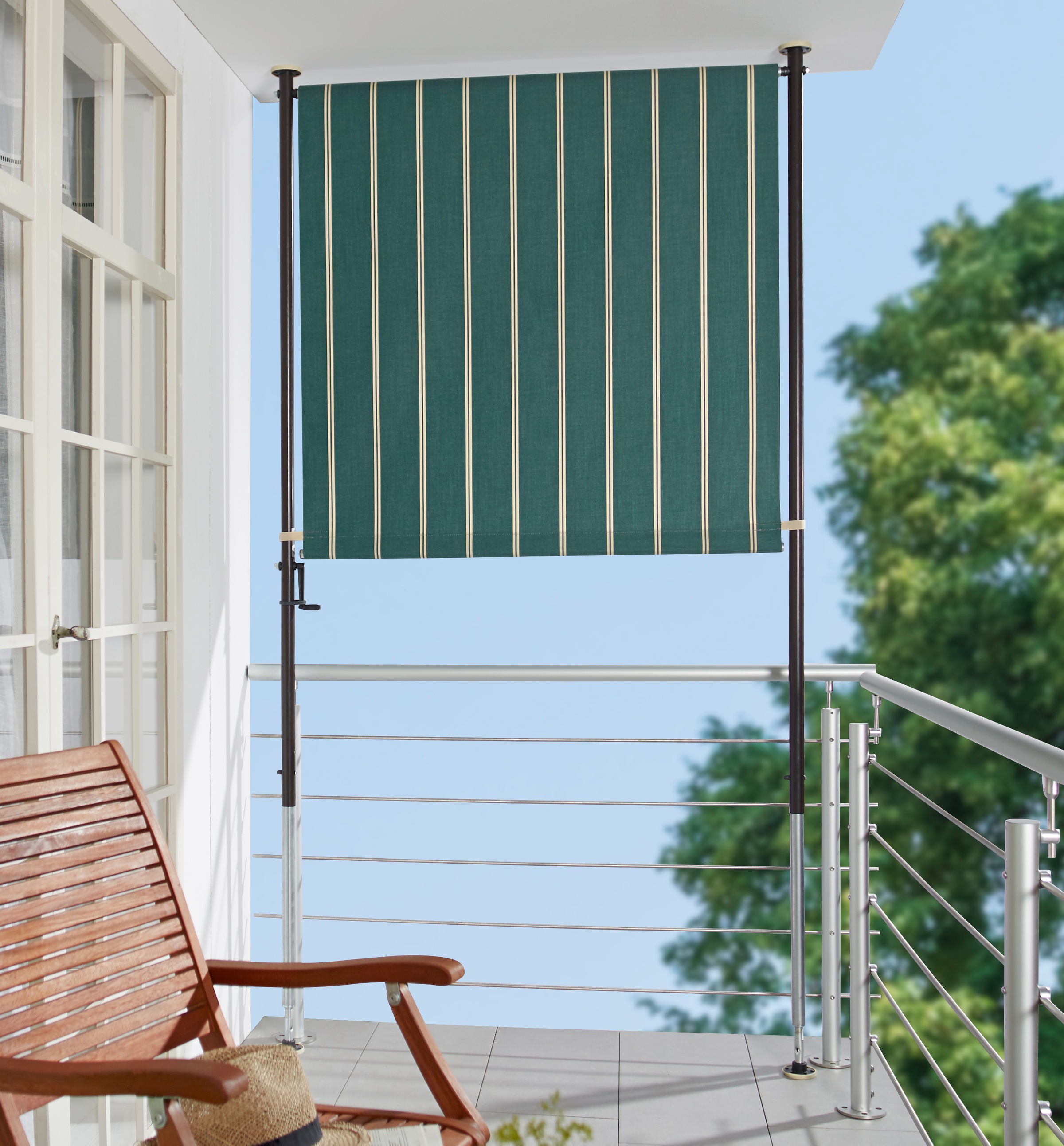 Angerer Freizeitmöbel Klemm-Senkrechtmarkise, grün/weiß, BxH: 150x225 cm