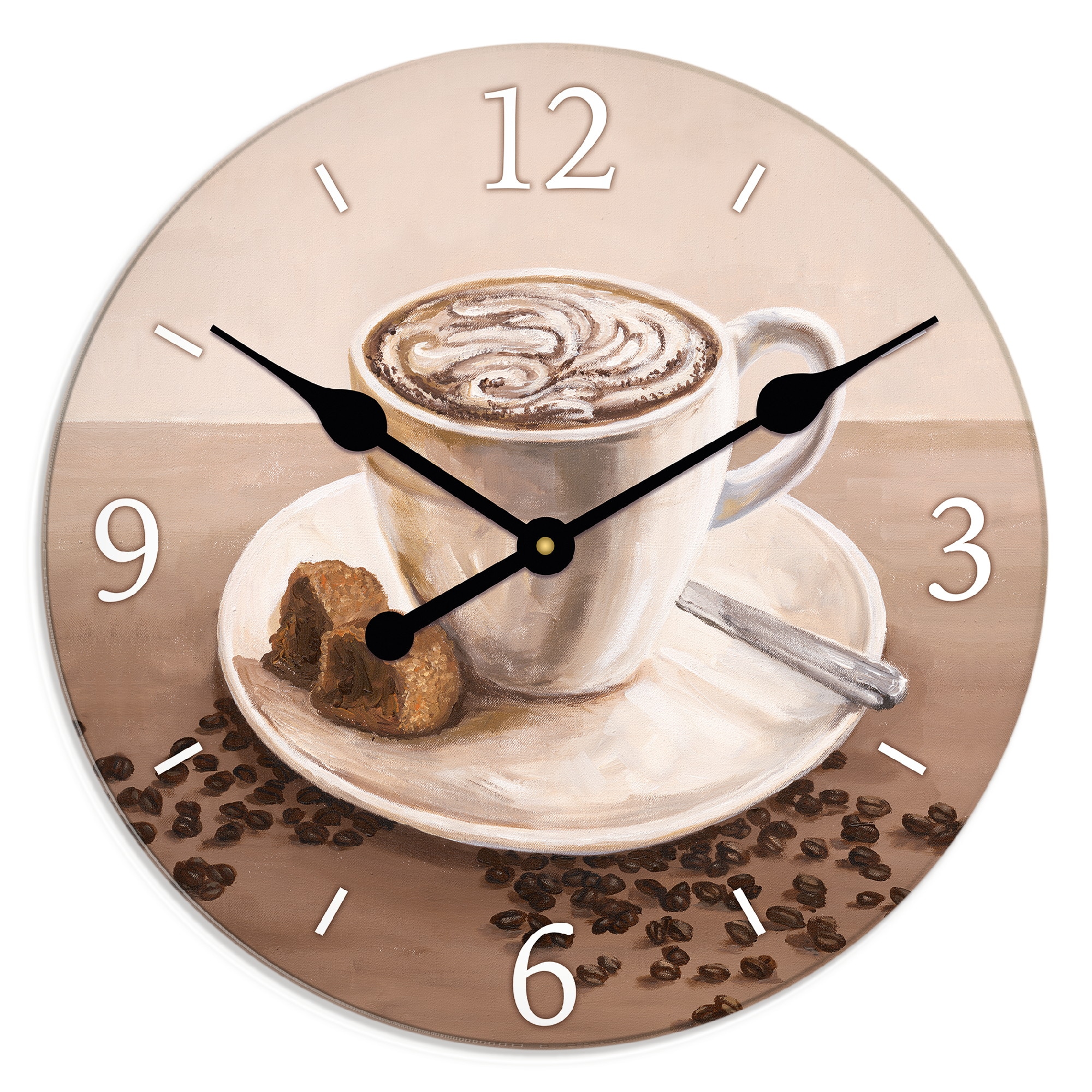 Artland Wanduhr "XXL Ø 50 cm Cappuccino - Kaffee", lautlos ohne Tickgeräusc günstig online kaufen