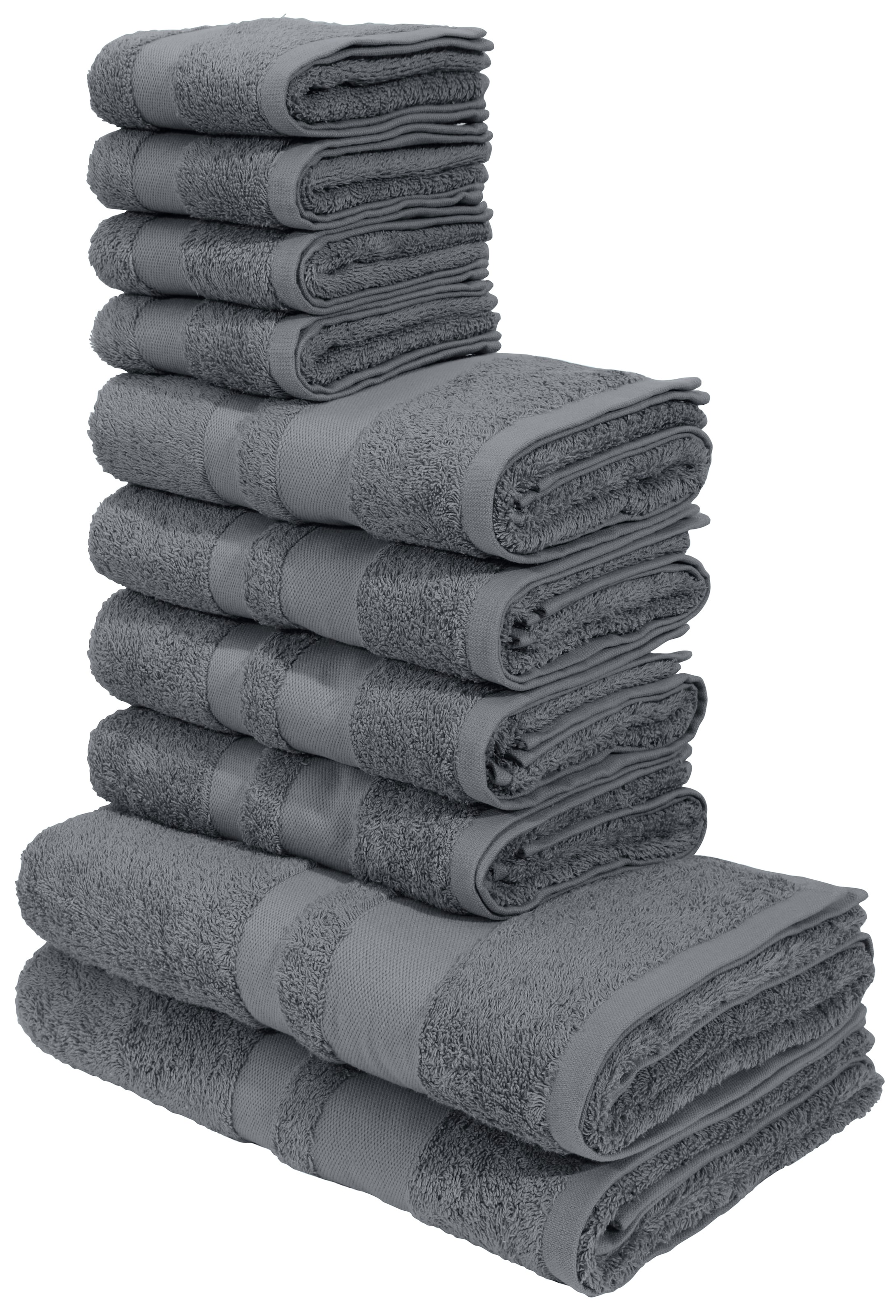 OTTO home Handtuch Set »Vanessa, 10-tlg Handtuch-Set, in Standard- und Premium-Qualität, weich« Set 10 tlg. Walkfrottee 100% Baumwolle, Duschtücher, Handtücher, Gästetücher, mit Bordüre