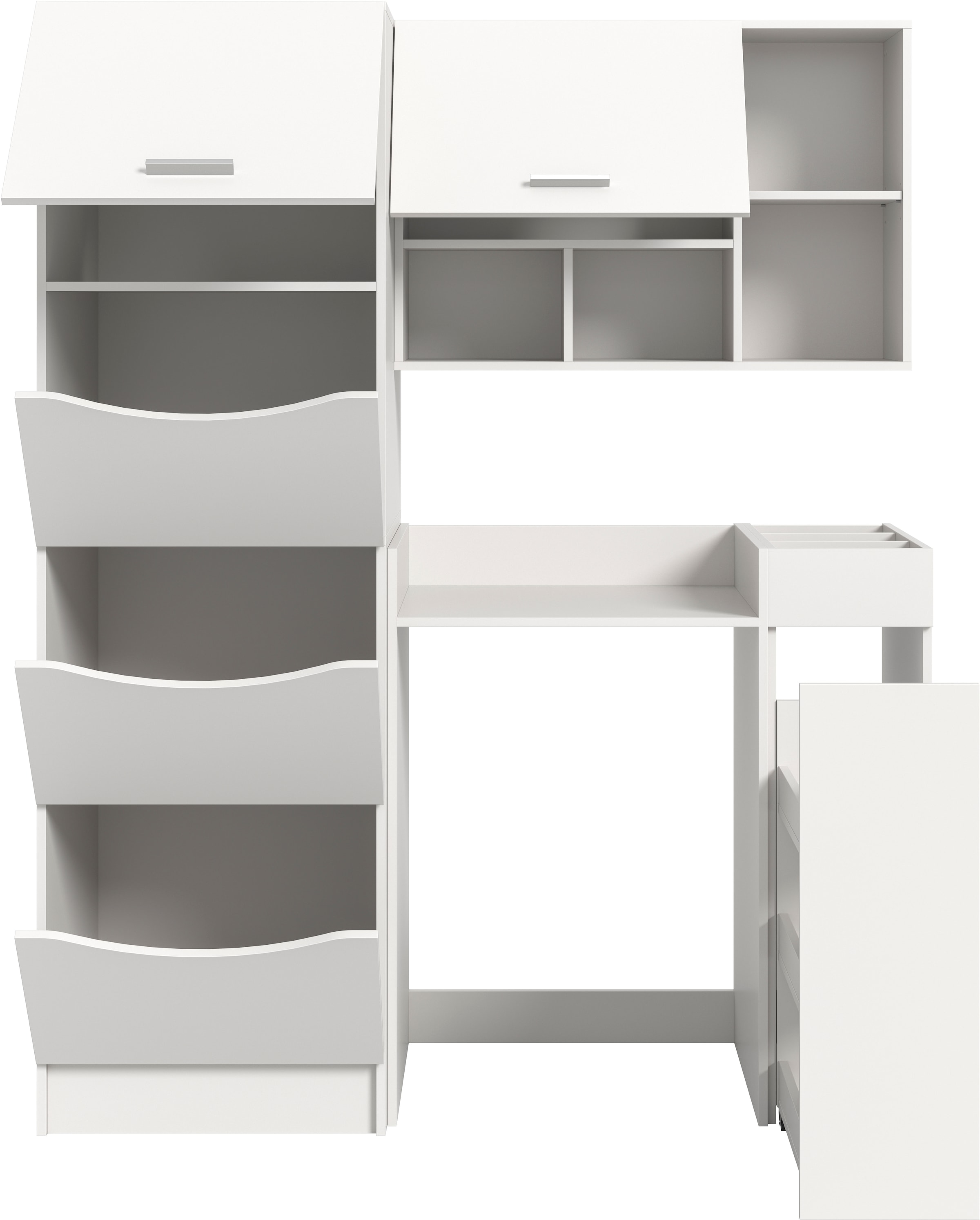 welltime Badmöbel-Set »FALAS, TOPSELLER!, 4-teilig, Hauswirtschaftsraum Set, Breite 126 cm«, (Set, 4 St., Wäschschrank, Waschmaschinenumbauschrank, Standregal, Hängeschrank), Kombination, Waschmaschinenumbau, Waschmaschinenschrank, Wäschekammer