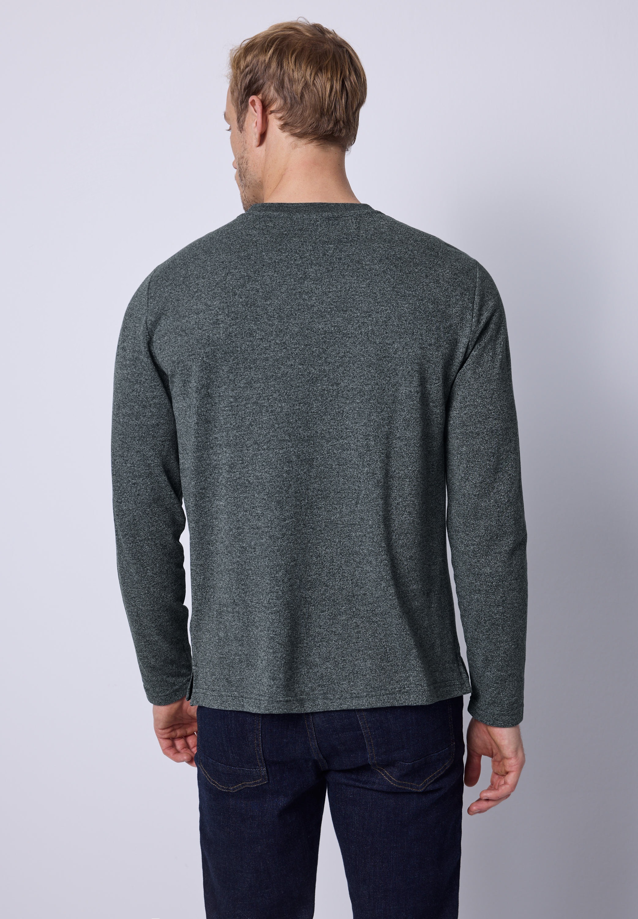 STREET ONE MEN Langarmshirt im Melange Look