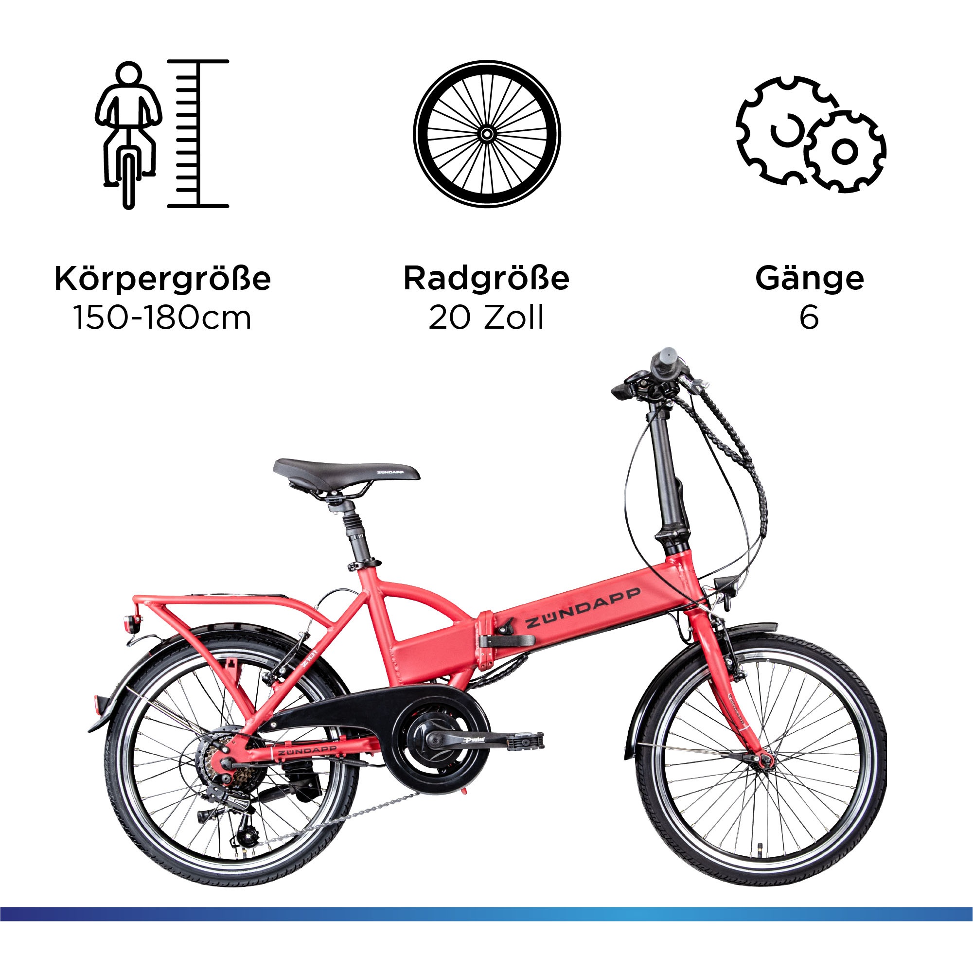 Zündapp E-Bike »Z101«, 6 Gang, Shimano, Tourney RD-TY300, Heckmotor 250 W, Pedelec, Elektrofahrrad für Damen u. Herren