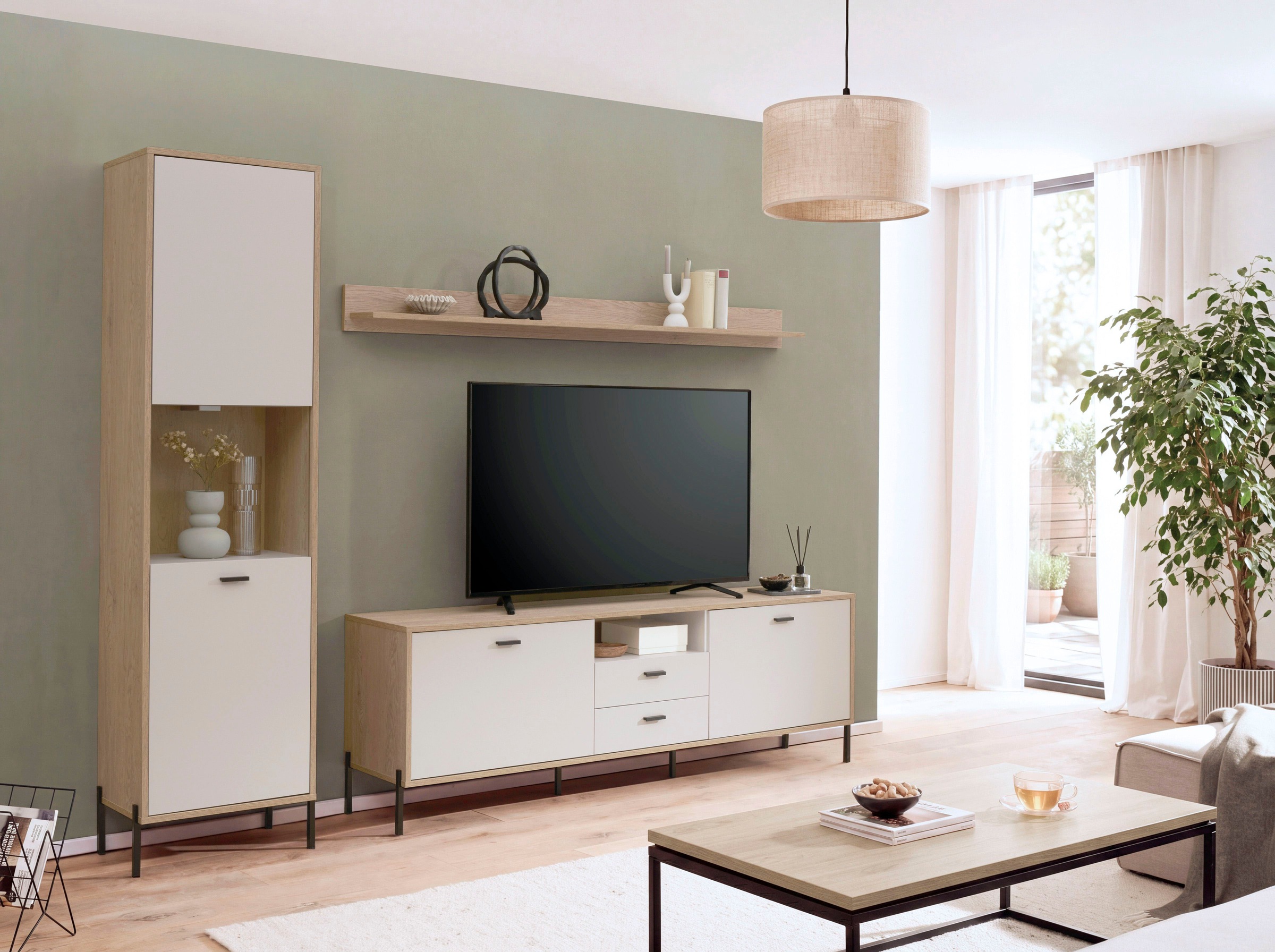 Home affaire Wohnwand »Fredericia, moderne Anbauwand, Komplettset in Kaschmir« Set, 3 Stk. tlg.