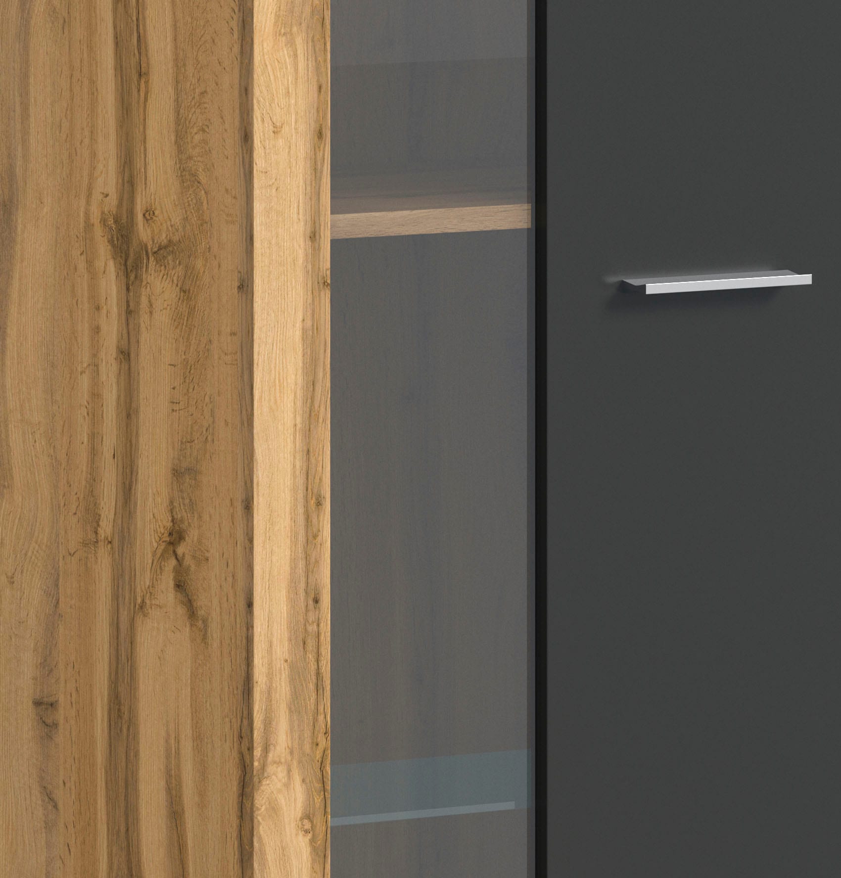INOSIGN Wohnwand »Aosta, Breite 235cm, bestehend aus Lowboard, Wandboard, Vitrine«, (3 St.), Wohnwand, Kombination, Anbauwand, Möbel Set, Schrankwand, Möbel Kombi