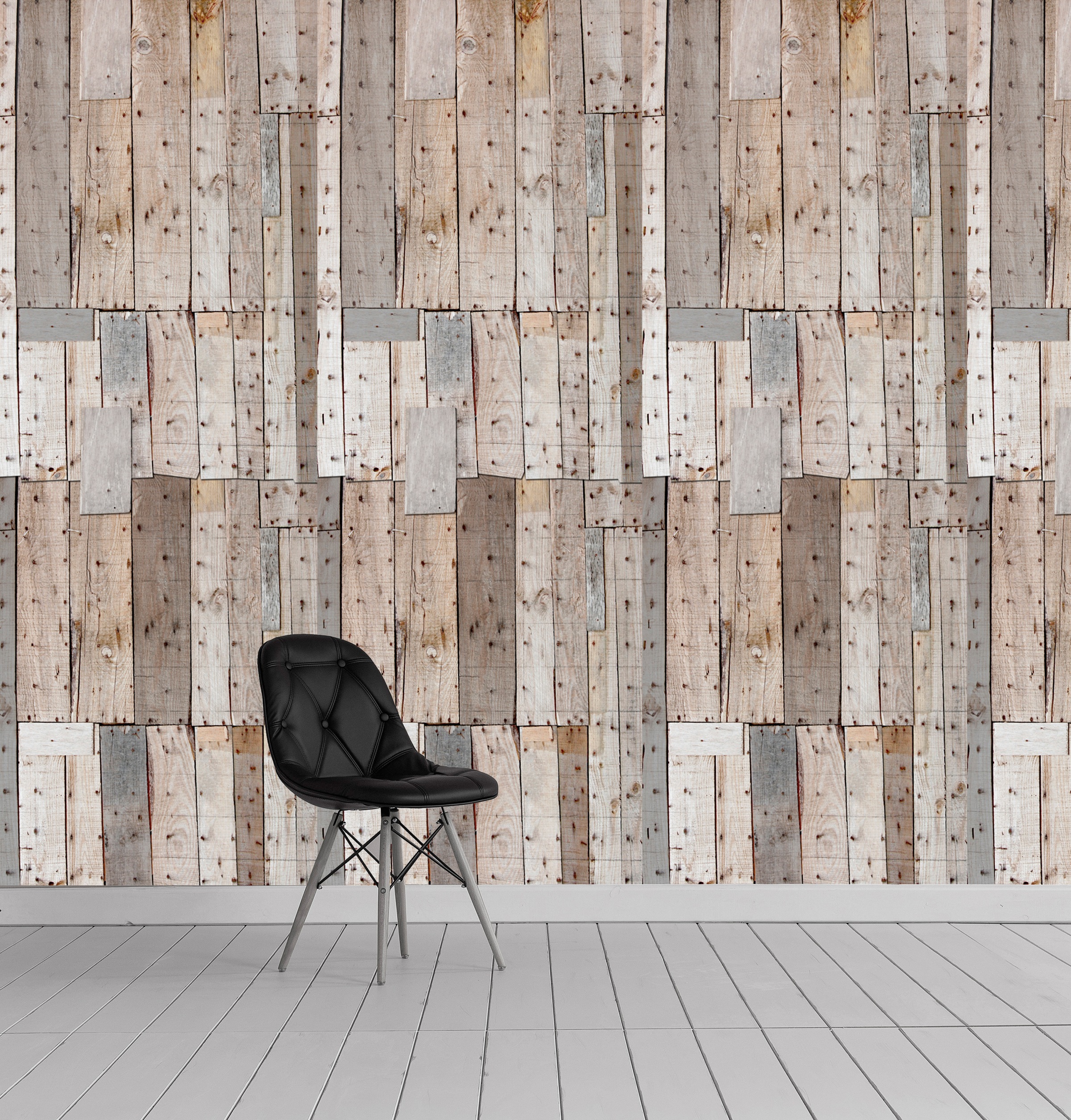 queence Vinyltapete »Brosta«, bedruckt-Motiv-gemustert-Holz-Retro, 90x250cm, selbstklebend, kinderleichte Anbringung, Sticker
