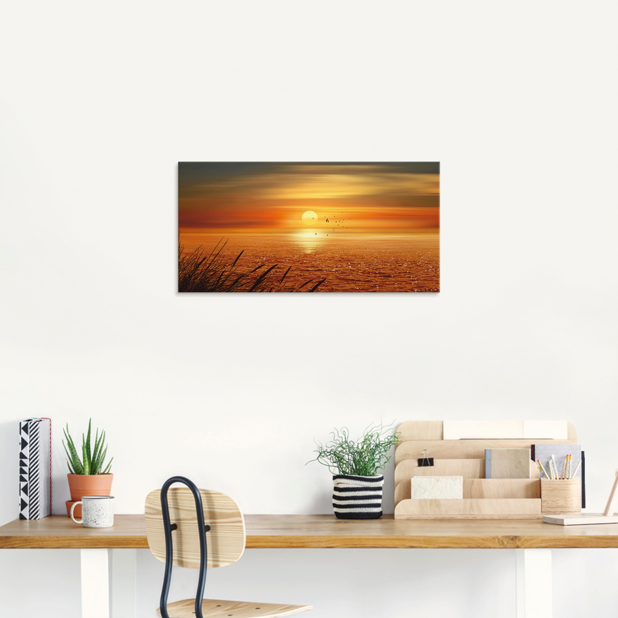 Artland Glasbild "Sonnenuntergang über dem Meer", Sonnenaufgang & -untergan günstig online kaufen