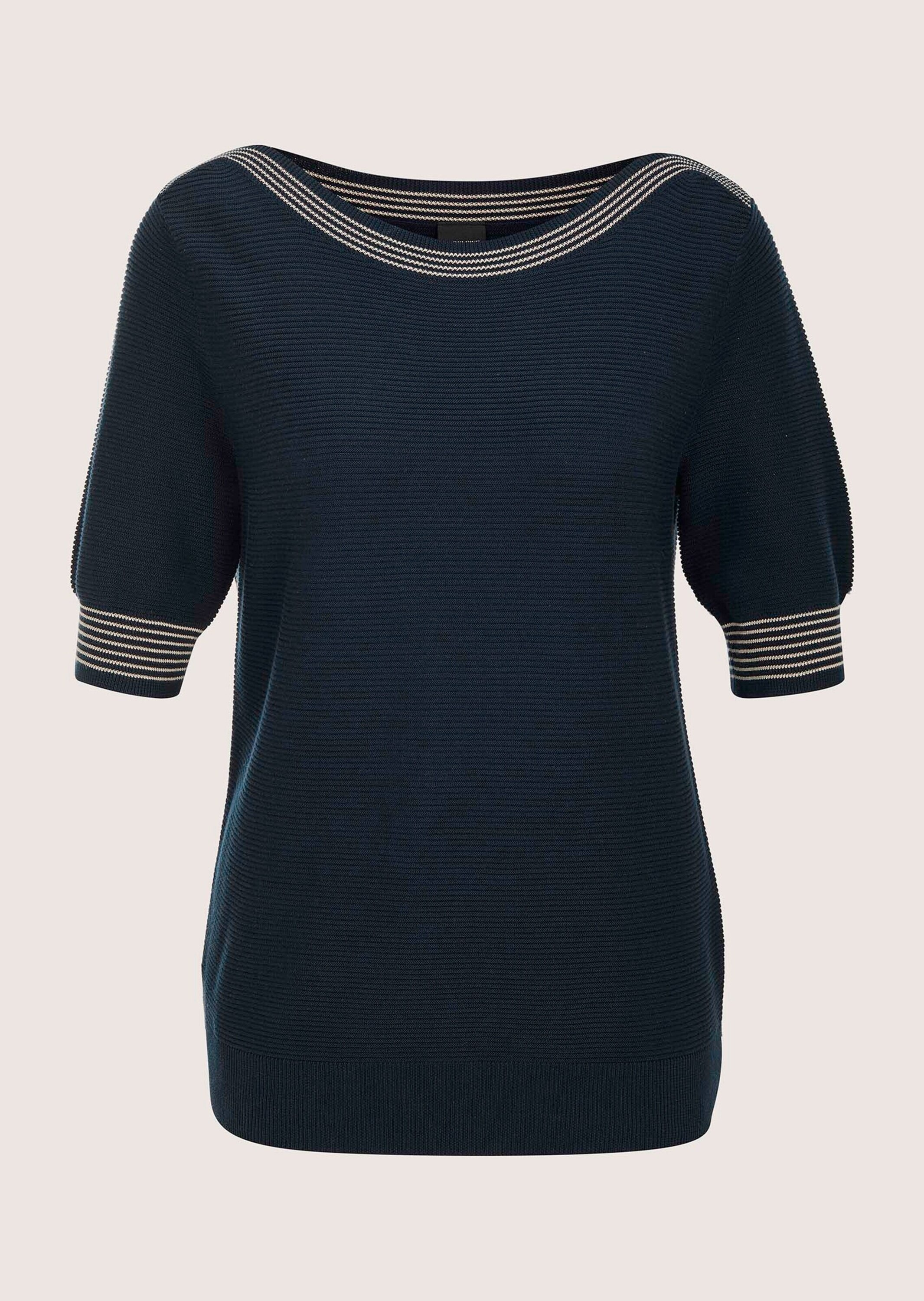 MADELEINE Longpullover »Feinstrickpullover Sommerpullover mit Streifen-Details« Kontrastelemente
