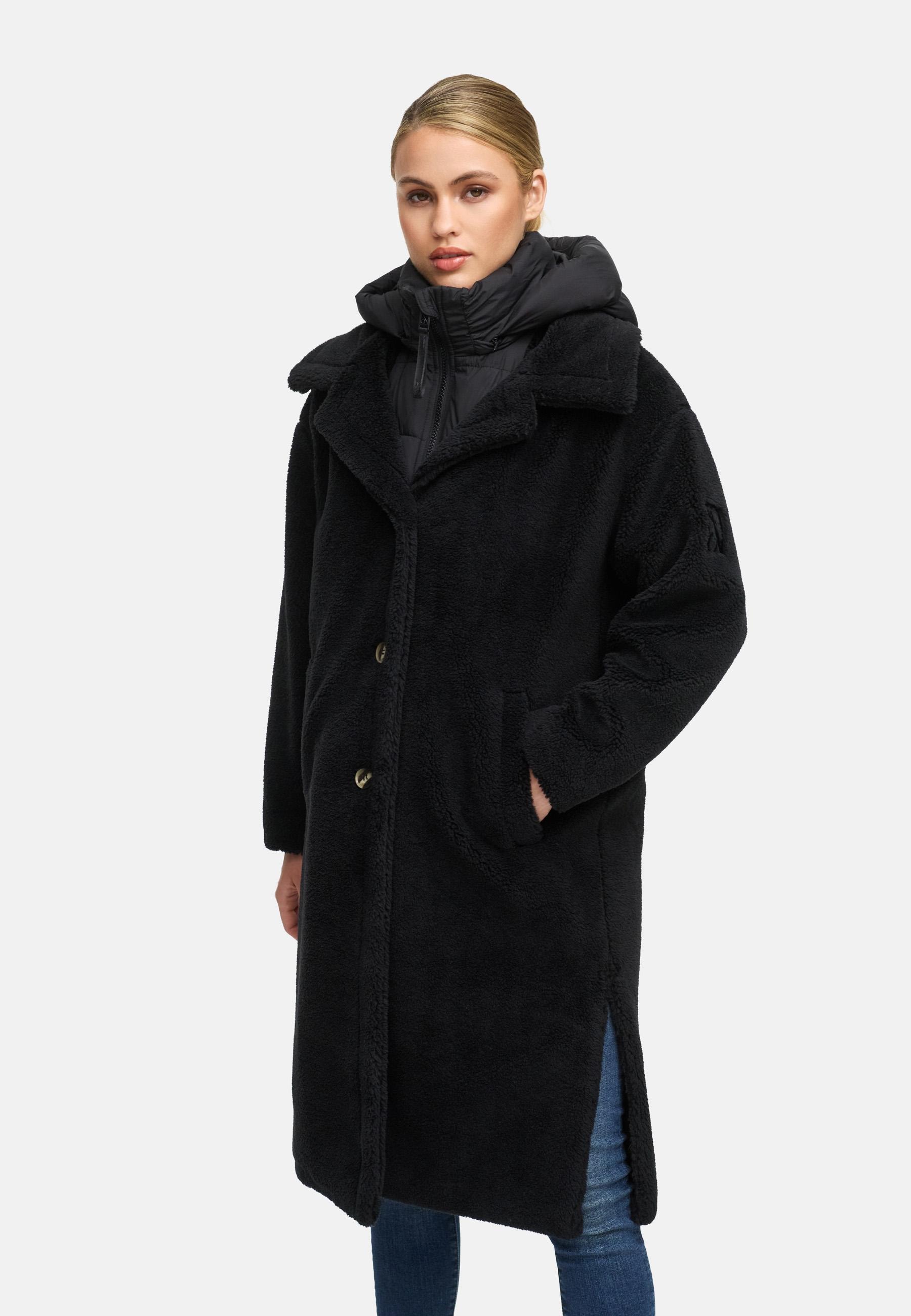 Navahoo Wintermantel »Teddyzauber 14«, Plüschmantel aus Teddyfleece mit abnehbmarem Krageneinsatz