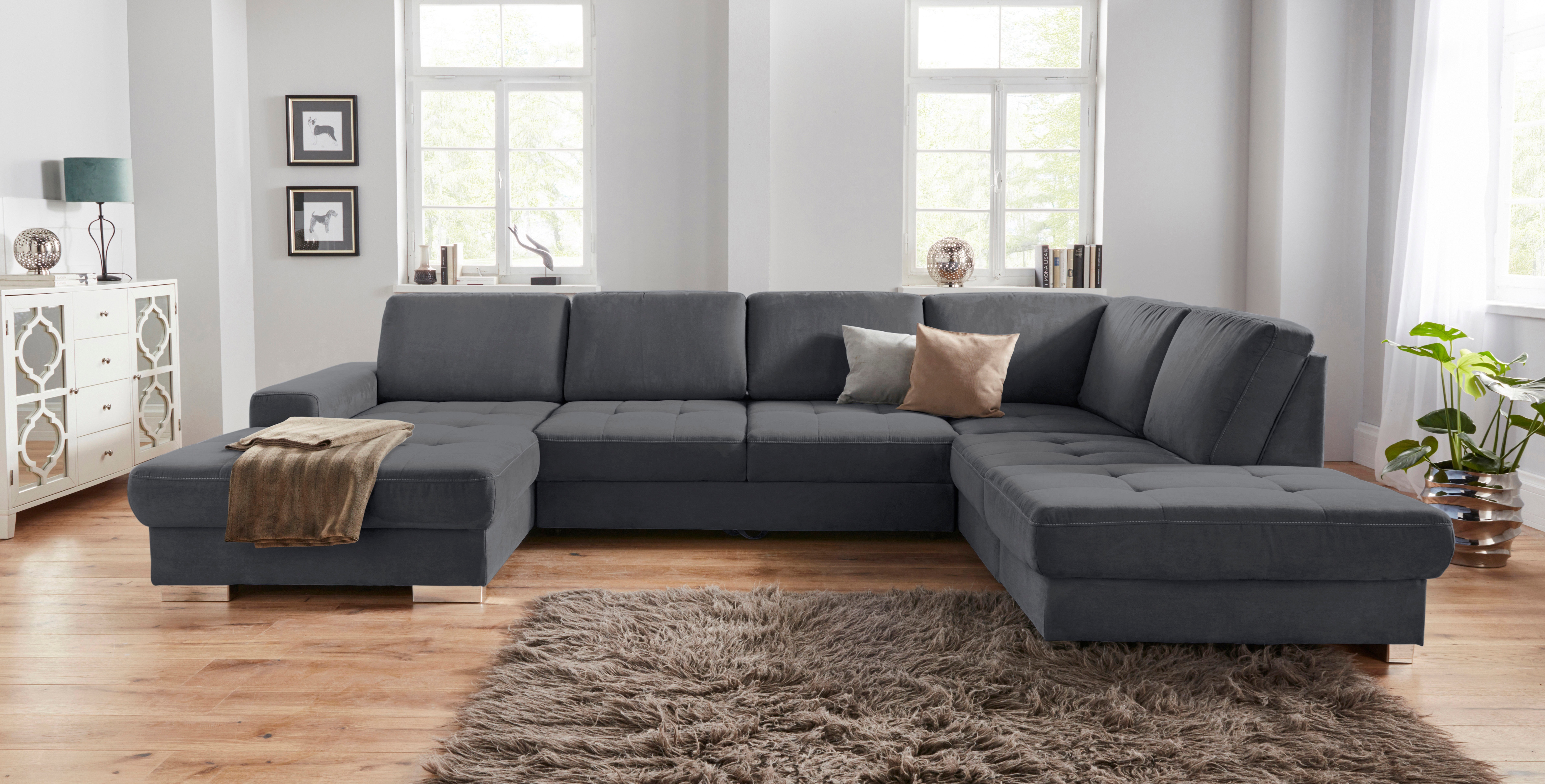 sit&more Wohnlandschaft "Santorini U-Form" mit Federkern und Sitztiefenverstellung, wahlweise mit Schlaffunktion