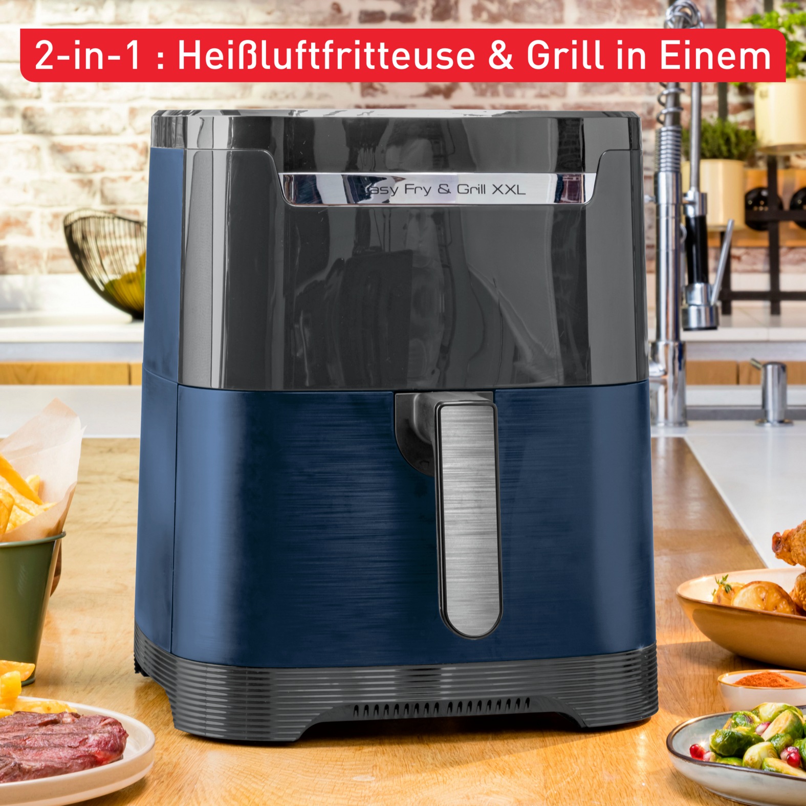 Thumbnail - Tefal Heißluftfritteuse "EY8018 Easy Fry & Grill XXL, 2-in-1", 1830 W, XXL-Fassungsvermögen oder 2 separate Zonen, Flexc...