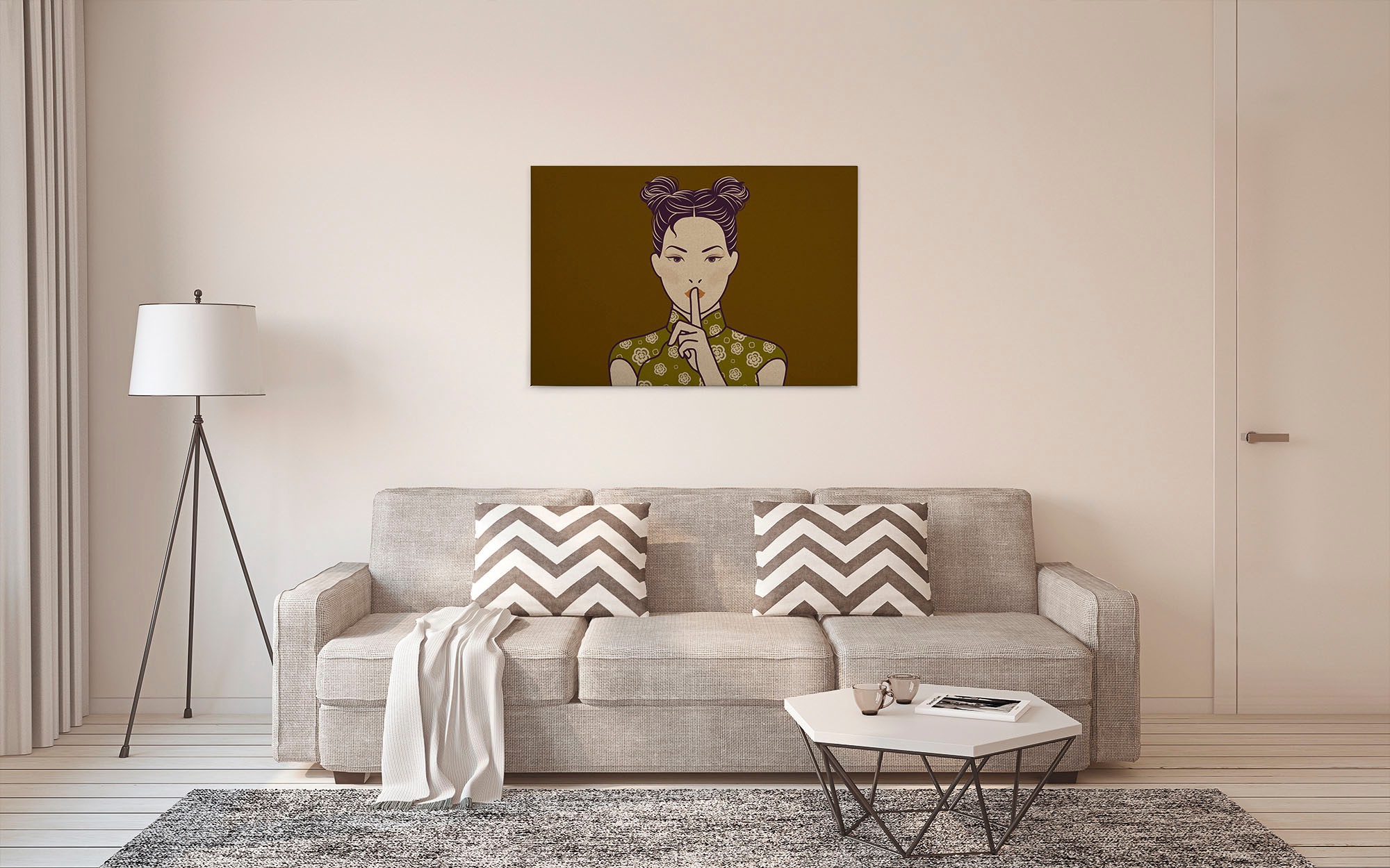 A.S. Création Leinwandbild »himari«, Kunst-Gemälde-Kinder, (1 St.), Keilrahmen Bild Asiatisch Frau Leinwand-Bild Wohnzimmer modern Kinder