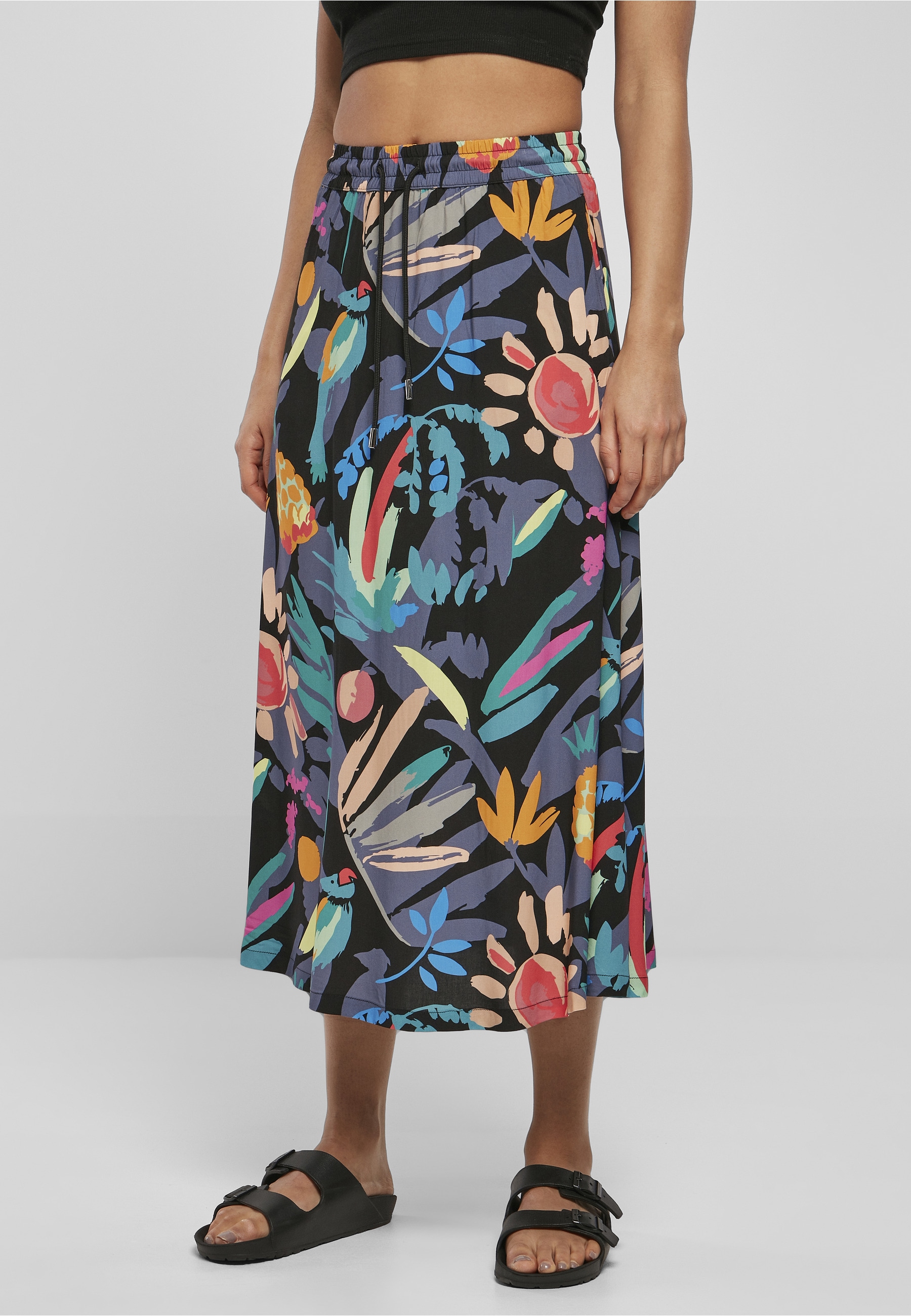 URBAN CLASSICS Jerseyrock »Urban Classics Damen Ladies Viscose Midi Skirt« 1