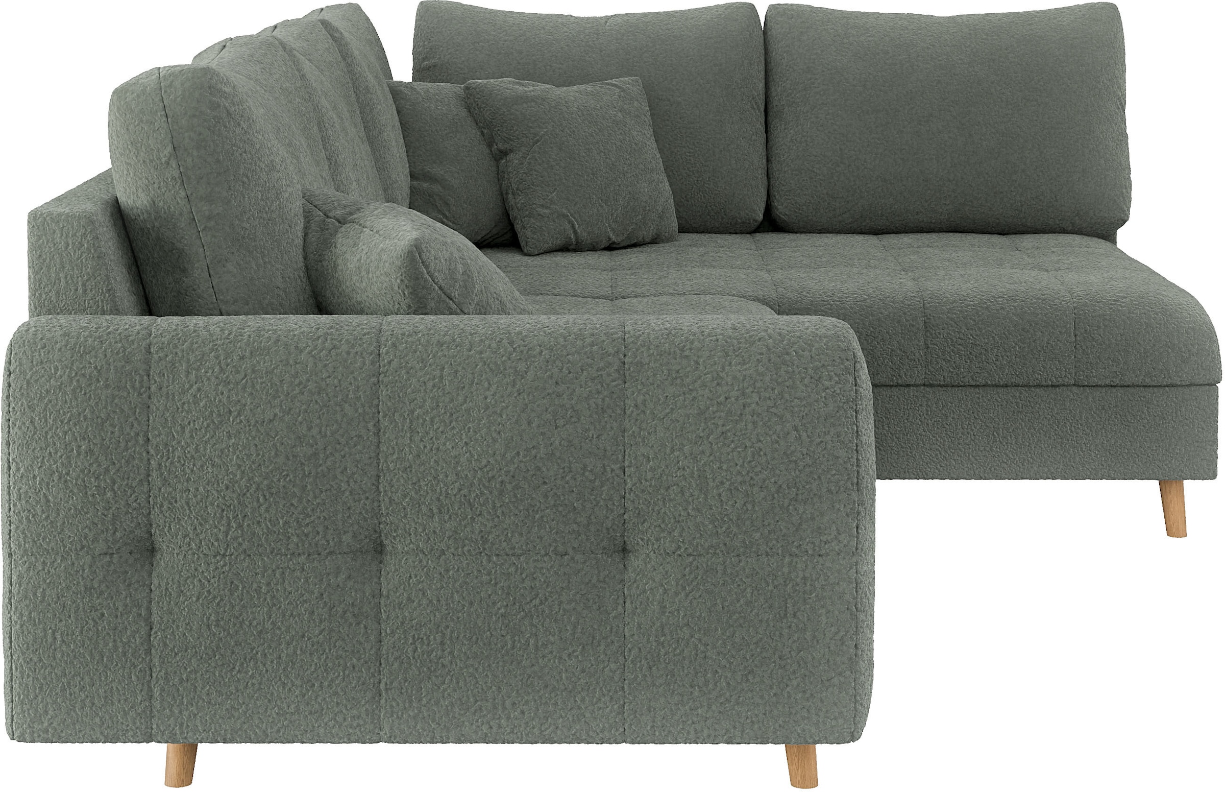 Home affaire Ecksofa »CHARRE L-Form mit Ottomane, Maße B/T/H: 231/161/81 cm«, feine Steppung, lose Rücken- und Zierkissen, auch in Cord und Bouclé