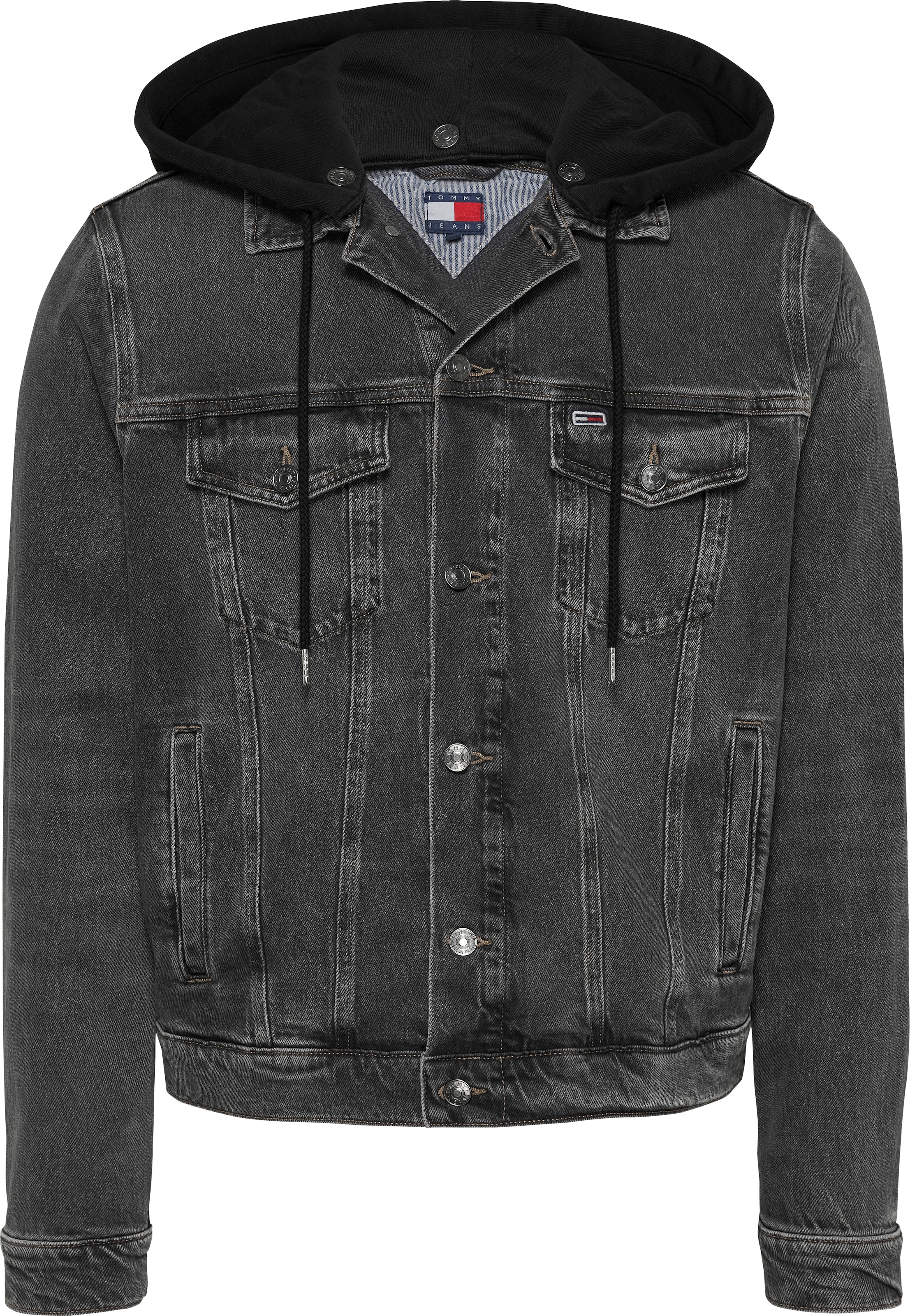 Tommy Jeans Jeansjacke »HOODED RYAN RGL TRCKR JKT AI6184«, mit Kapuze, mit Badge