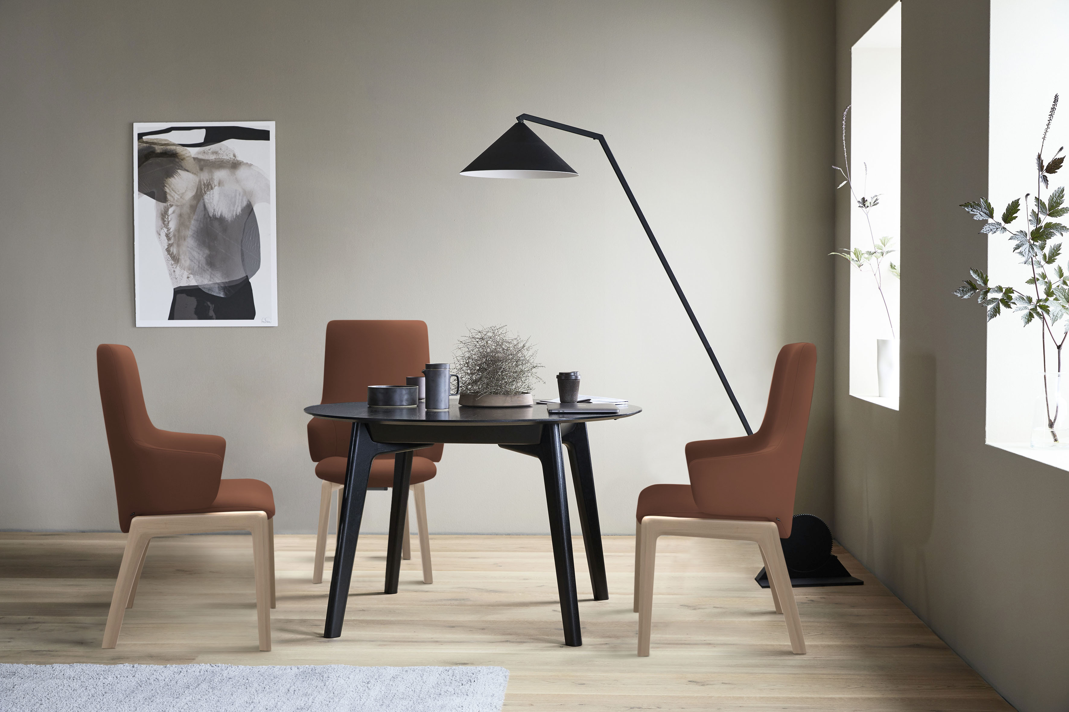 Stressless Polsterstuhl "Laurel" () High Back mit Armlehne, Größe L, mit abgerundeten Beinen in Schwarz