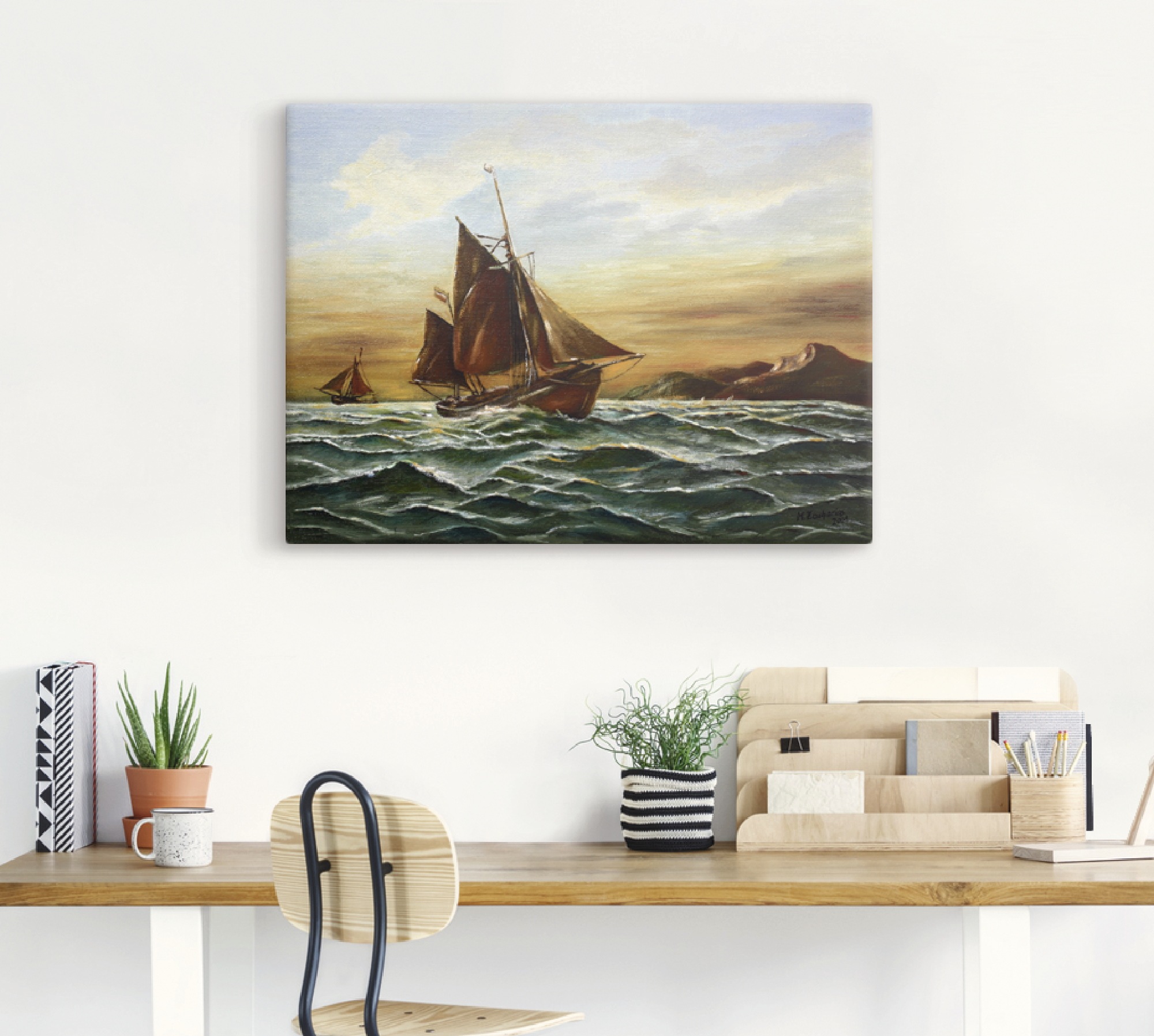 Thumbnail - Artland Wandbild "Segelschiff auf See - maritime Malerei", Boote & Schiffe, (1 St.), als Leinwandbild, Wandaufkleber in ...
