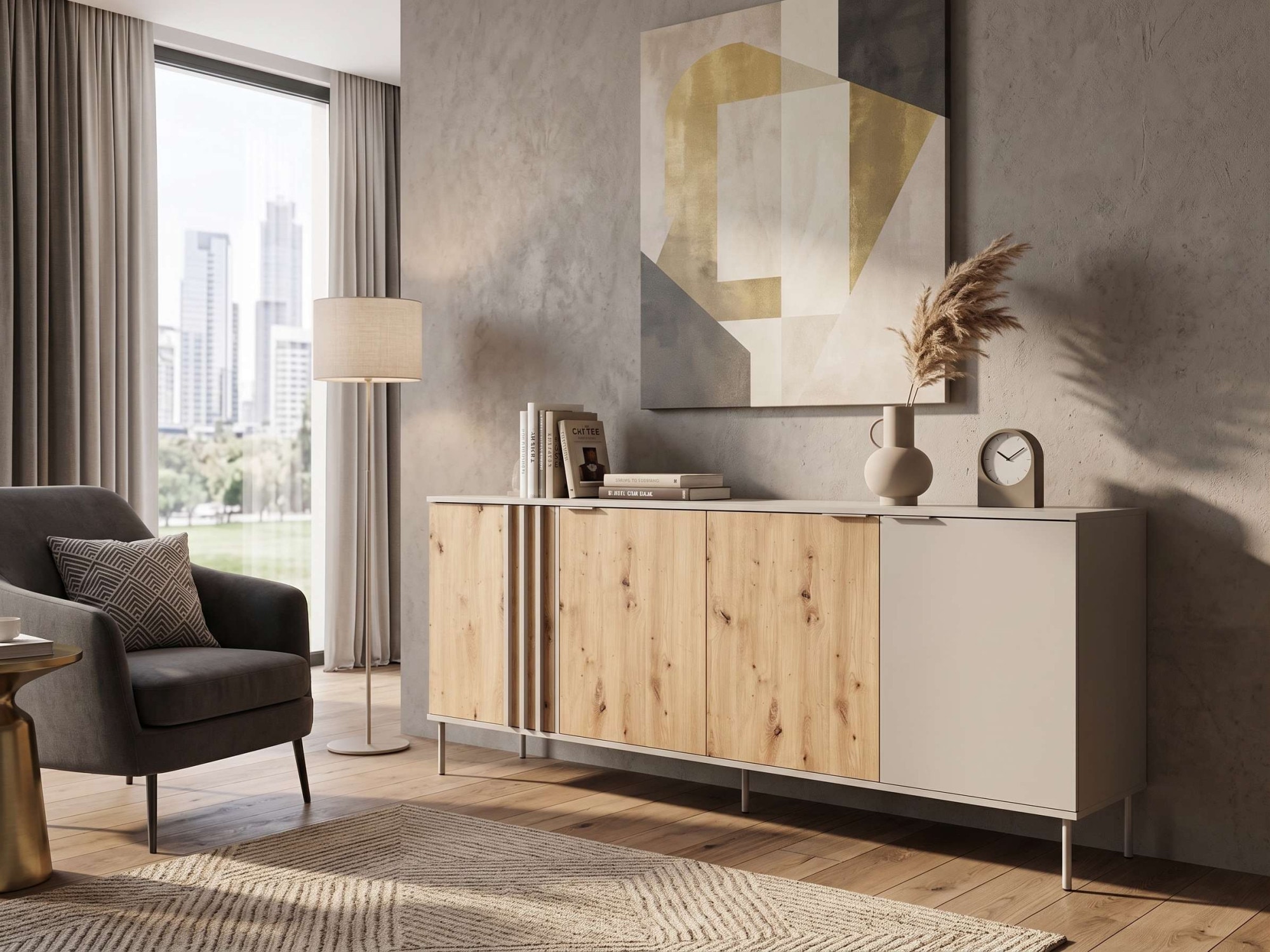 OTTO home Kommode »AAELIN Sideboard mit 4 Türen, viel Stauraum« Schubkastenkommode mit 6 Fächer, modernes Design