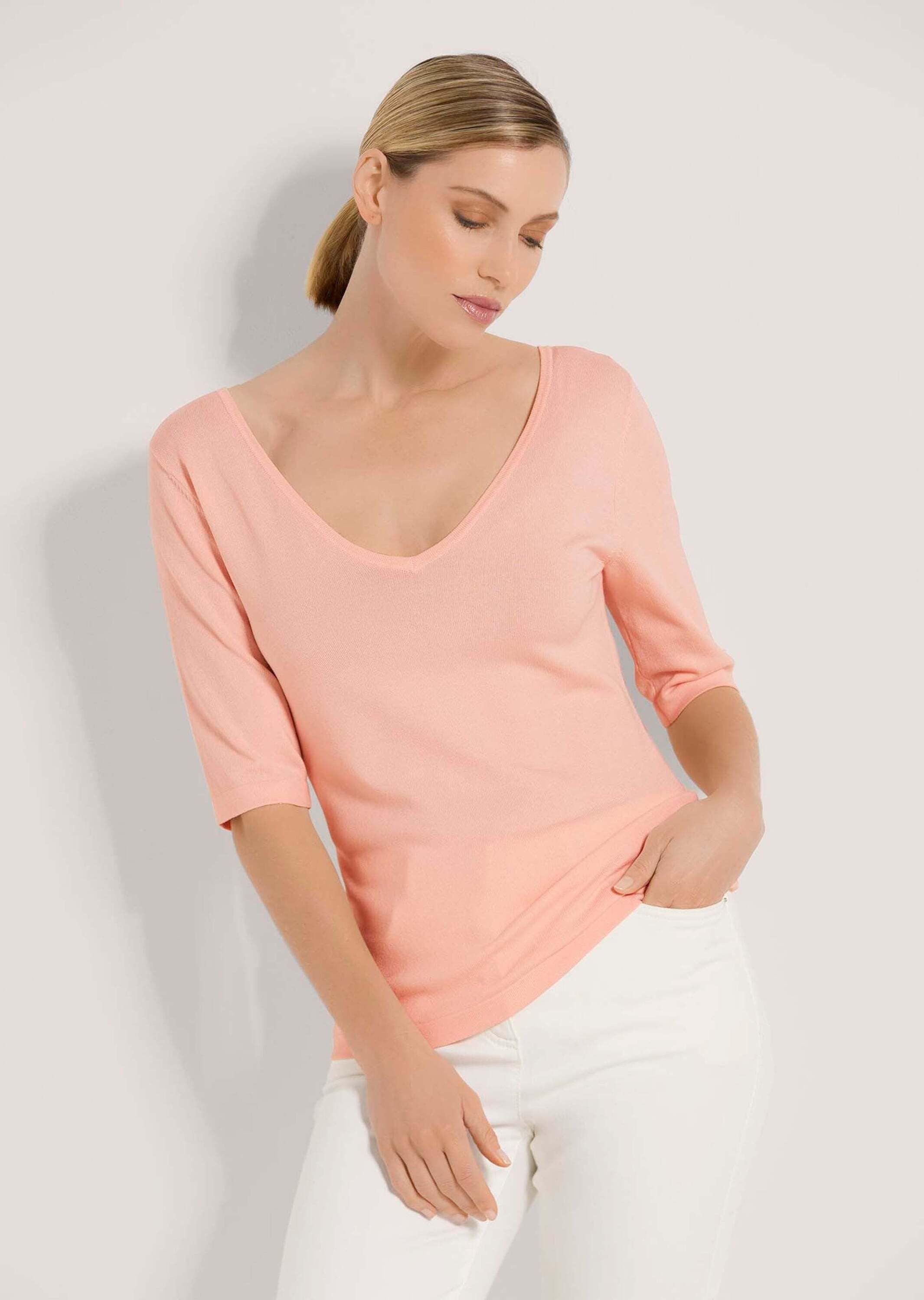 MADELEINE Longpullover »Pullover Halbarm-Pullover mit V-Ausschnitt«