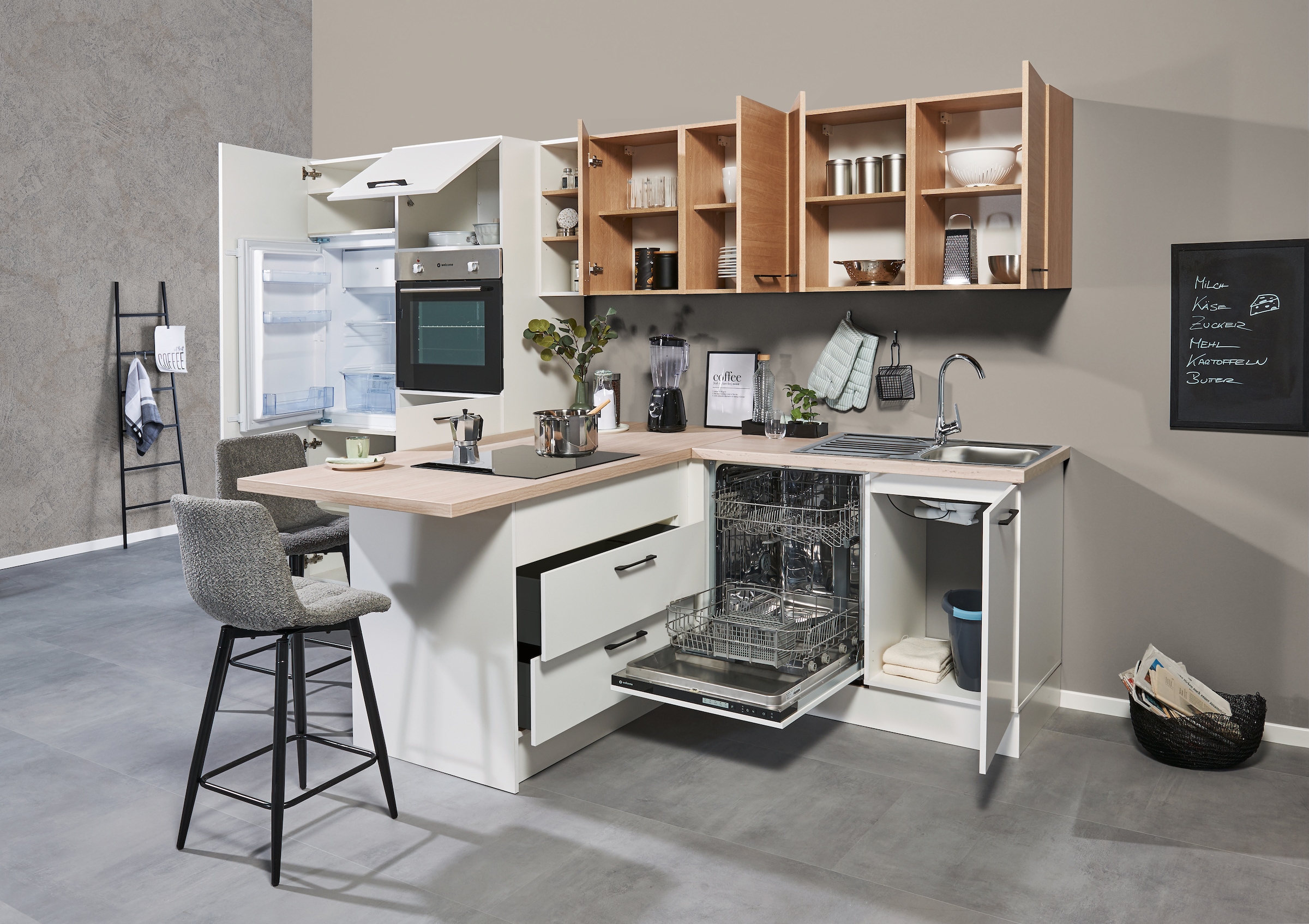 BASIC by Balculina Küchenzeile »Girona B/H/T 325x211x200 cm« Breite 325cm, wahlweise mit E-Geräte, Softclose