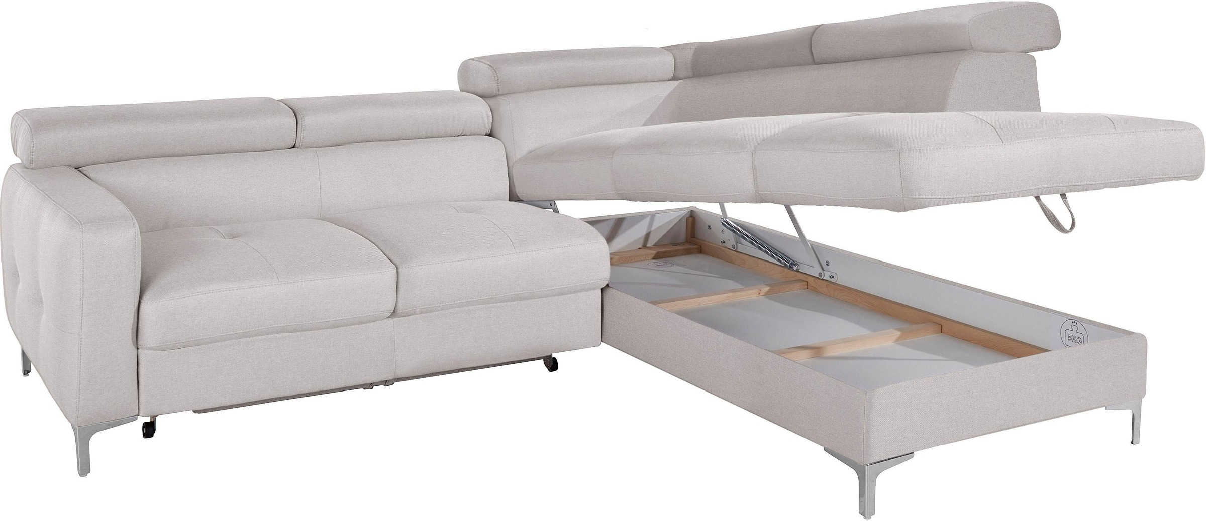 COTTA Ecksofa »Sammy L-Form«, mit Kopfteilverstellung, wahlweise mit Bettfunktion & Bettkasten
