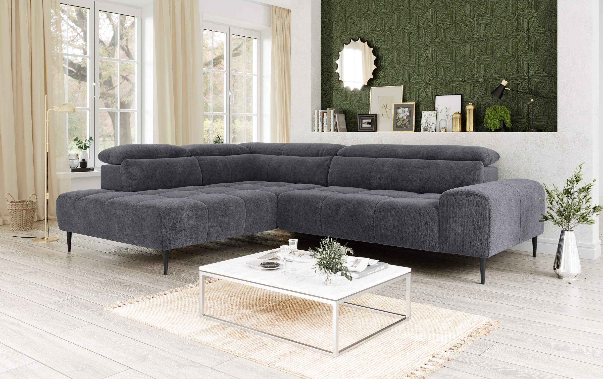 OTTO home Ecksofa "Theo L-Form, B: 298 cm" mit Kopfteilverstellung, optional Sitztiefenverstellung