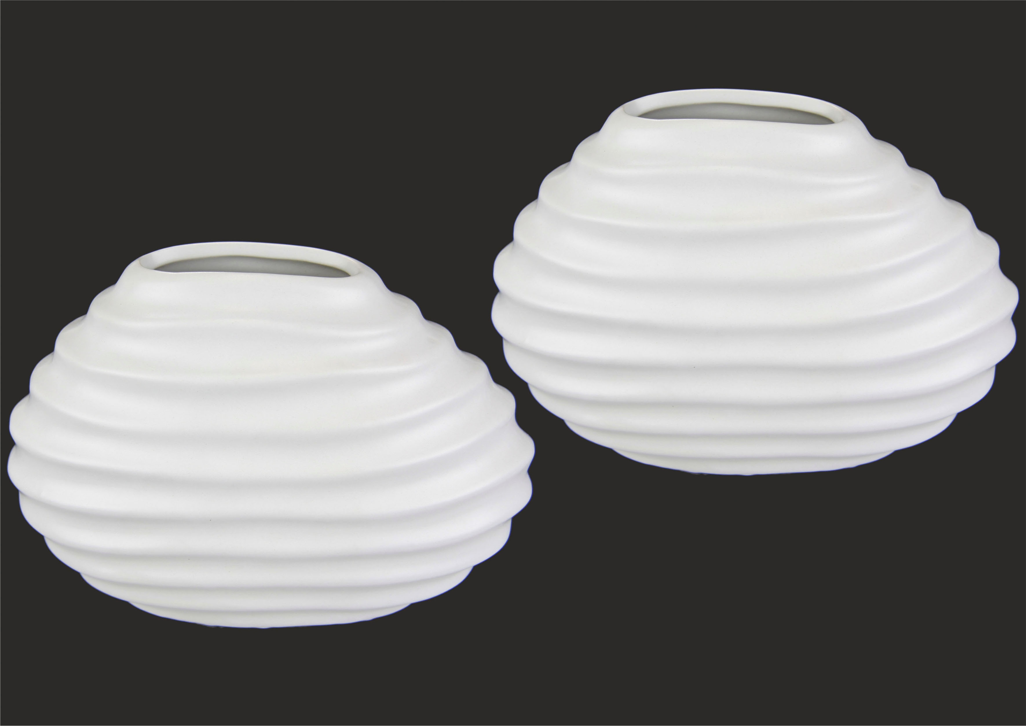 I.GE.A. "Keramik-Vase" 2er Set Kleine Vase Weiß Modern Keramik Tisch Küche Büro Pampasgras