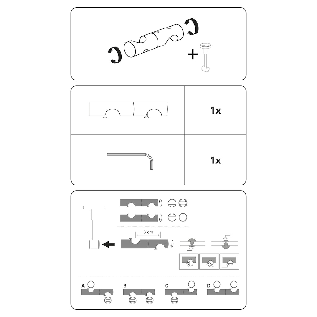 GARDINIA Deckenträger Adapter »Verbindungselement für Gardinenstangen«, (1 St.)