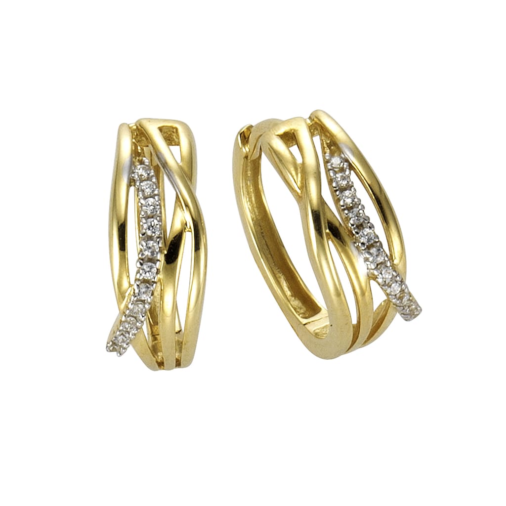 Vivance Paar Creolen »333 Gold zweifarbig 15mm Zirkonia«