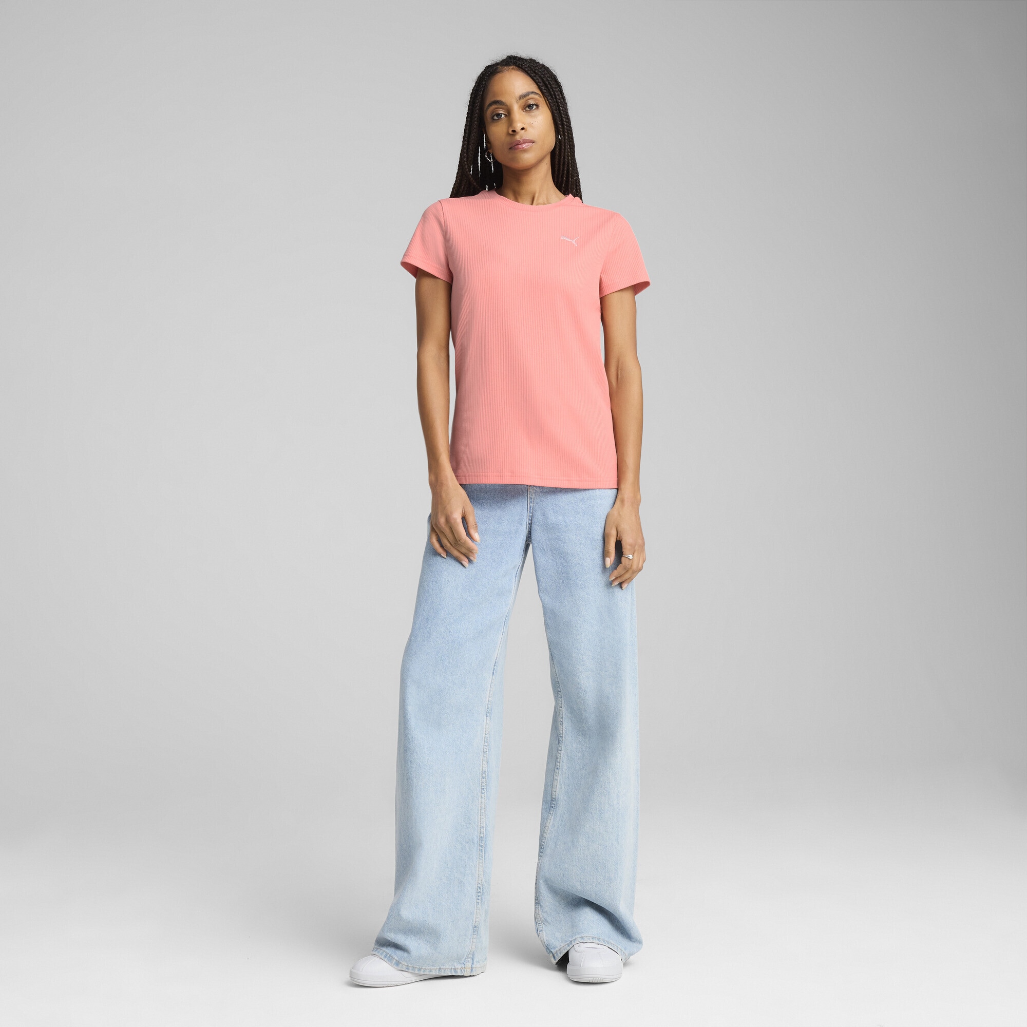 PUMA T-Shirt »ESS ELEVATED Geripptes T-Shirt Damen«