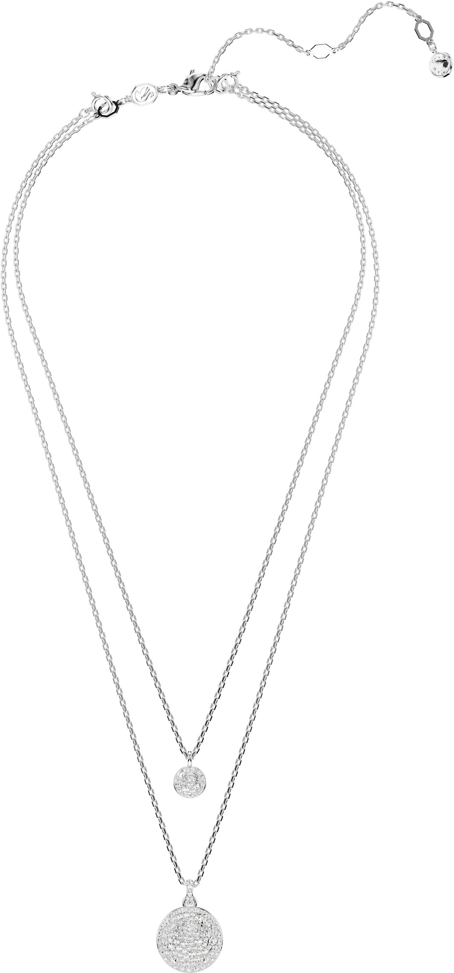 Ketten-Set SWAROVSKI "Sublima Round im Lagenlook", silber (metallfarben, kristallweiß), Halsketten, Damen, Metall, L: 45, mit Swarovski Kristall 3
