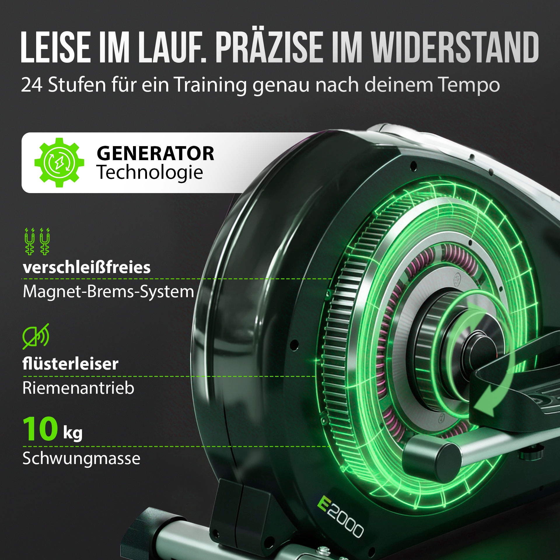 Christopeit Sport® Crosstrainer-Ergometer »Eco 2000"« 150 kg max. Benutzergewicht, 24 Widerstandsstufen