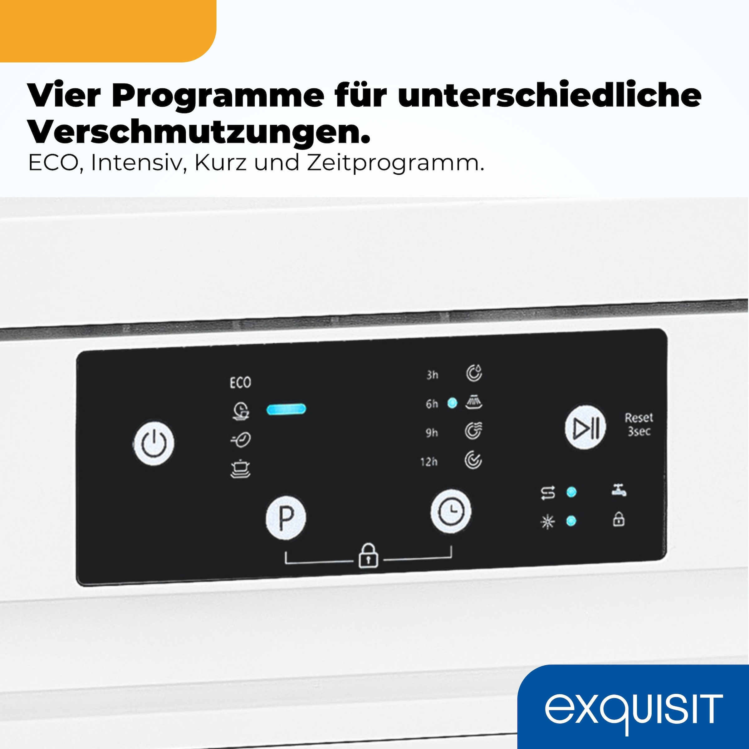 exquisit Standgeschirrspüler 9114 »GSP9114-451D weiss« 11,9 l 14 tlg. Maßgedecke 14 Maßgedecke & flüsterleise 49 dB – stark und angenehm ruhig