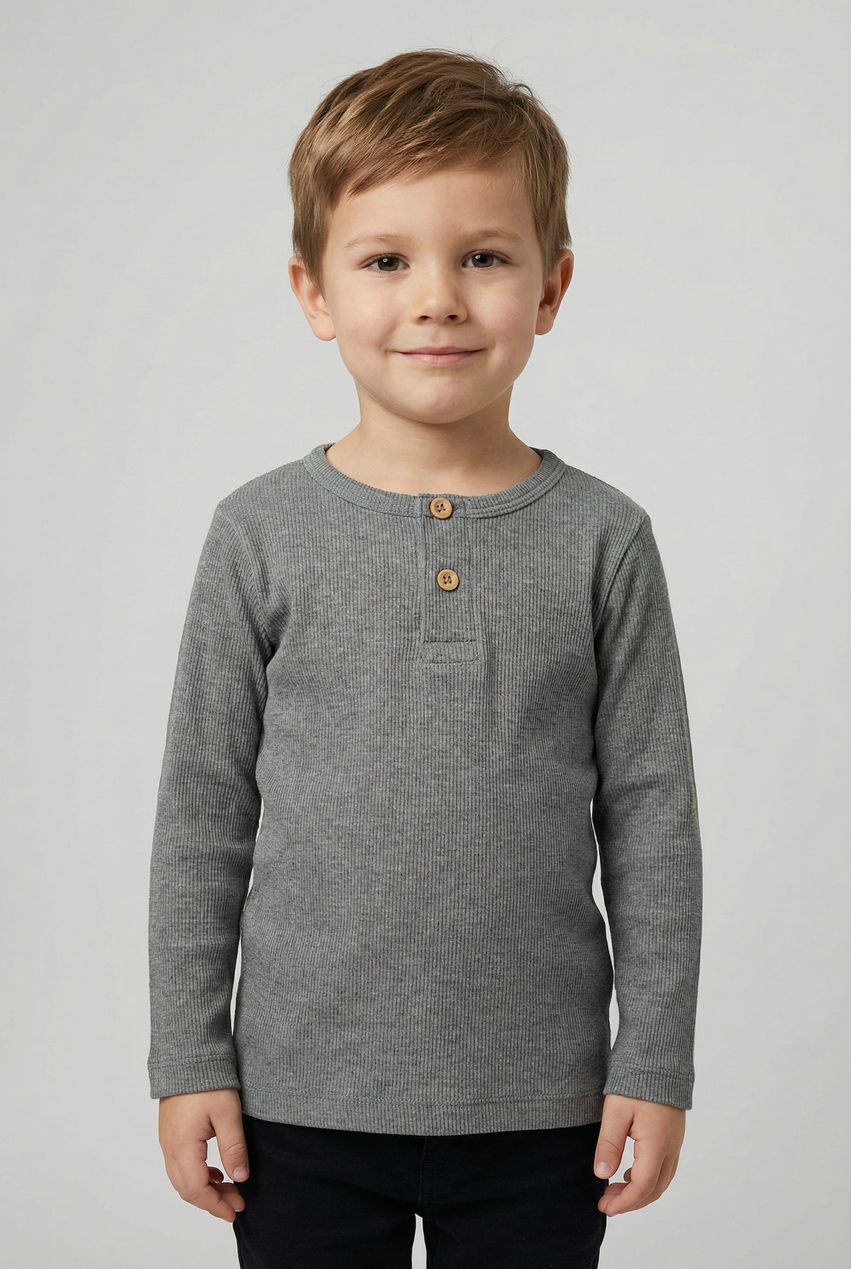 Name It "NMMKAB LS TOP NOOS" Im Henley-Stil - mit kurzer Knopfleise, normal geschnitten