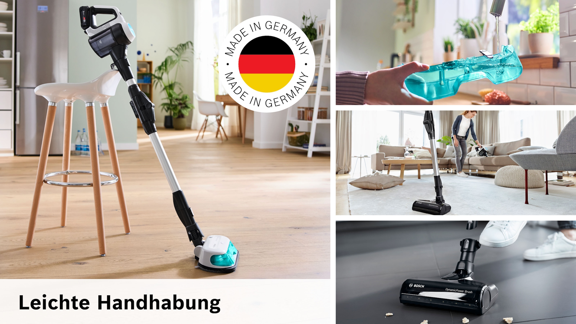 BOSCH Akku-Stielstaubsauger »Unlimited 7 ProHygienic Aqua BKS71HYG4, 2in1 Saugen & Wischen« Knickrohr, Hygiene-Filter, 10 J. Motorgarantie, Mini-Turbo-Düse, weiß